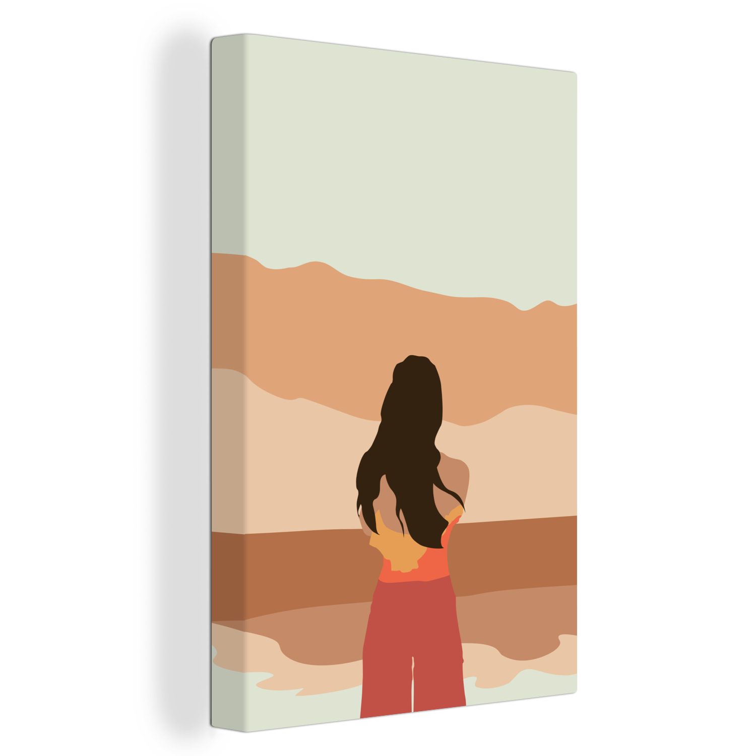 Sommer, Gemälde, St), Strand Leinwandbild - OneMillionCanvasses® (1 inkl. 20x30 Zackenaufhänger, cm bespannt - Leinwandbild Frauen fertig
