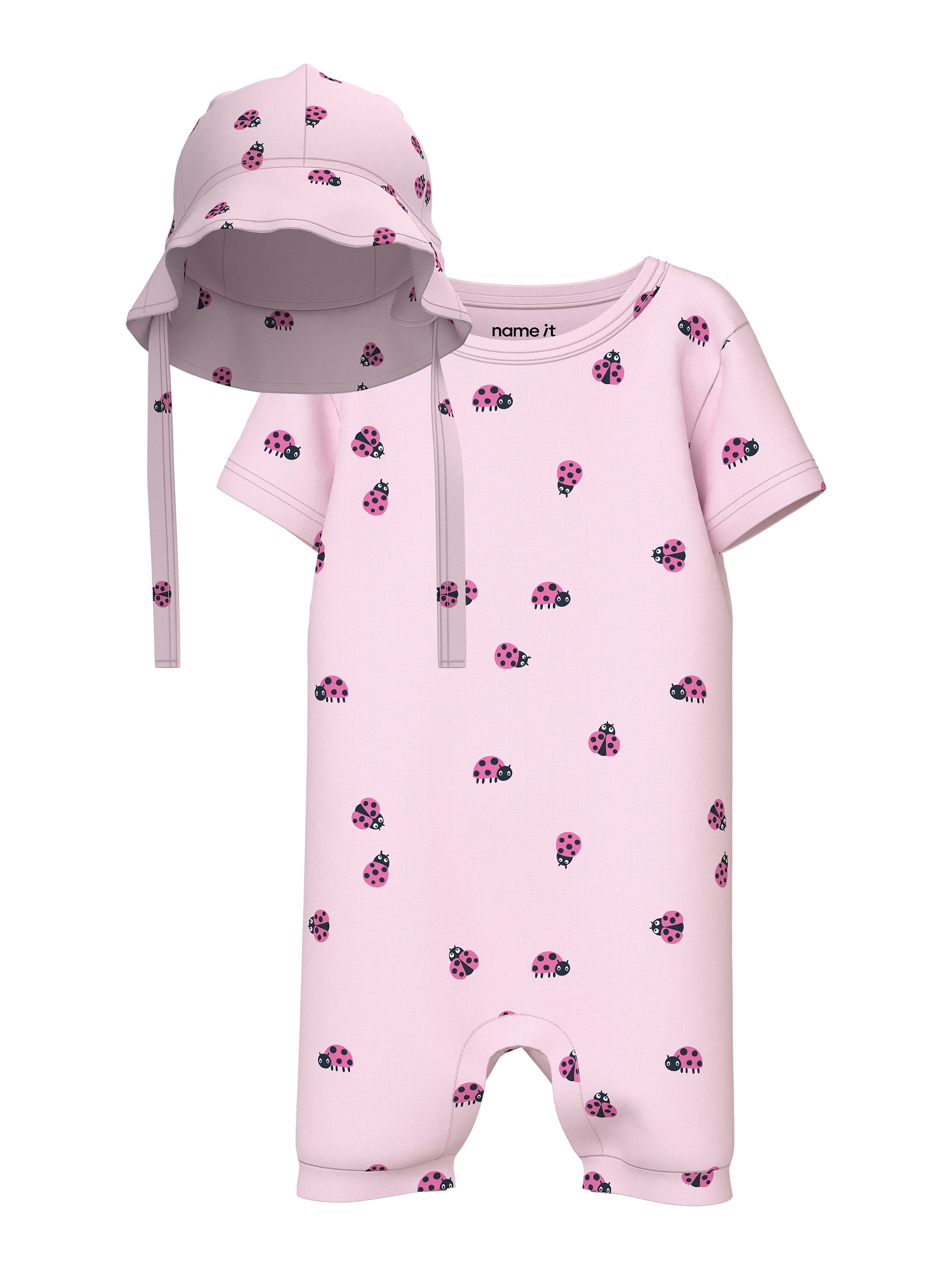 Name It Kurzoverall NBFVANDORA SUNSUIT BOX SET (Set, 2-tlg) mit süßer Mütze