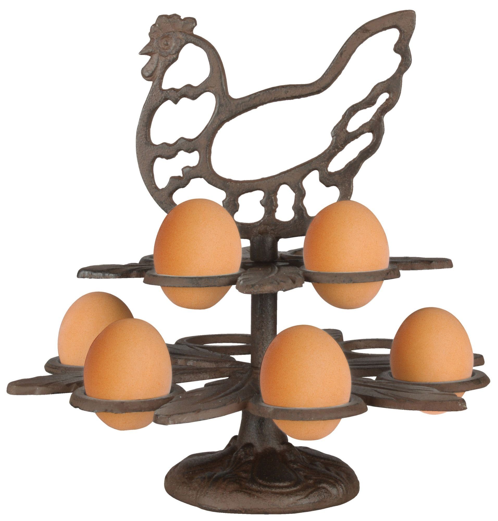 Esschert Design BV Schuhständer, Eierständer für 10 Eier mit Huhnfigur Ø25 x 25 cm Frühstücksei-Ständer