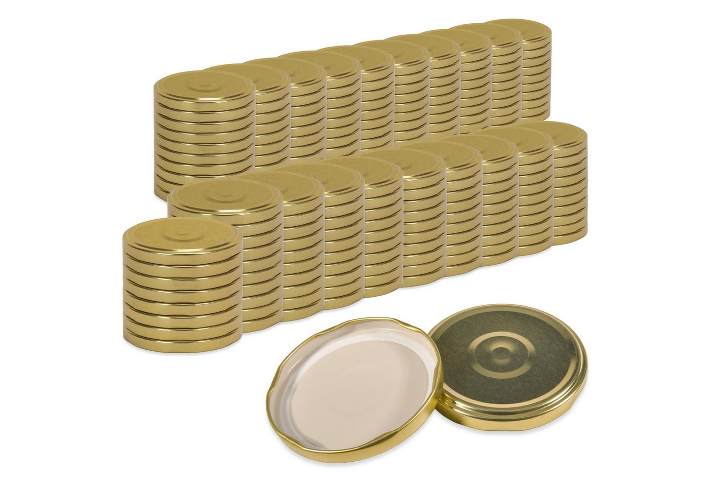Oputec Einmachglas 200x Schraubdeckel TO82 Gold - Twist Off Ersatzdeckel f. Einmachgläser, Metall, (Maxi-Spar-Set, 200 x Ersatzdeckel)