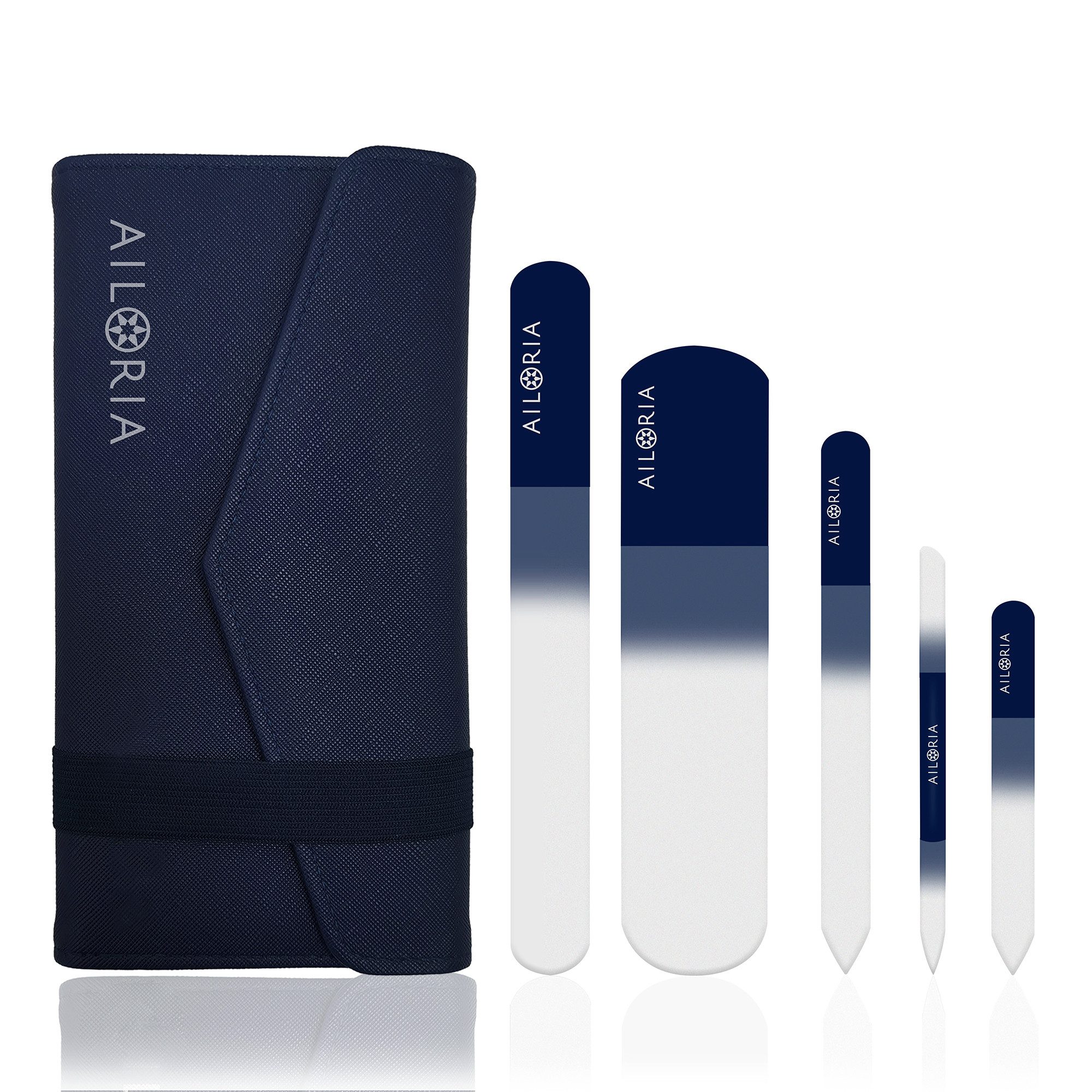 AILORIA Glasnagelfeile CONTOUR LUXE Glas-Nagelfeilenset, Set, 5-tlg., Glas-Nagelfeilenset