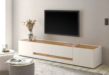 Furn.Design Lowboard Center (TV Unterschrank in weiß mit Wotan Eiche, Breite 220 cm), mit viel Stauraum, für große Flat-TV geeignet
