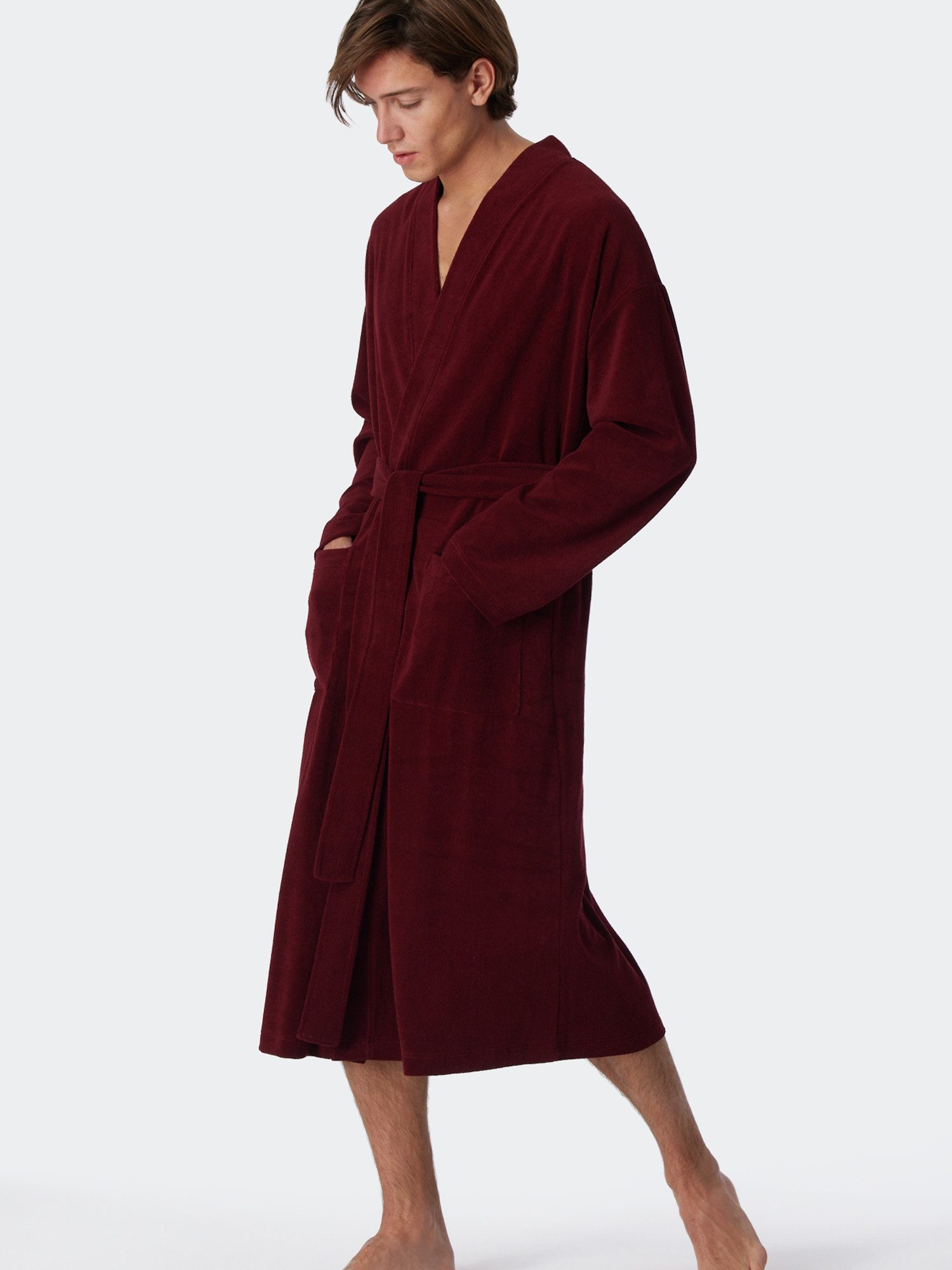 Schiesser Bademantel Feather Terry, Bade-mantel sauna Morgen-mantel günstig online kaufen