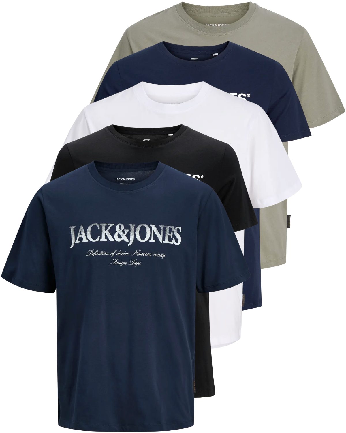 Jack & Jones Print-Shirt (Spar Set, 5er-Pack) T-Shirts mit Aufdruck aus Baumwolle