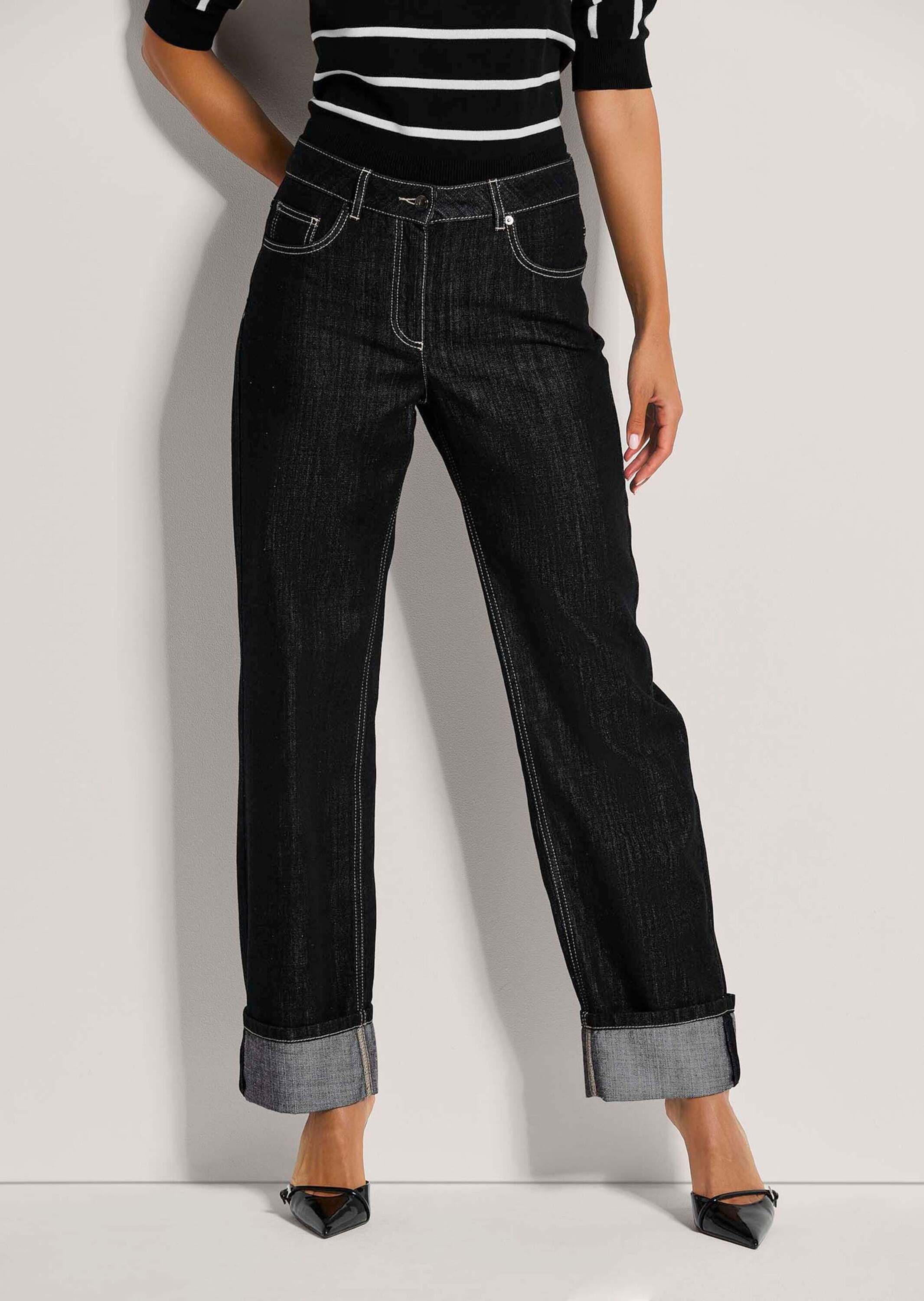 MADELEINE Gerade Jeans Kurzgröße: Weite Jeans mit fixiertem Aufschlag günstig online kaufen