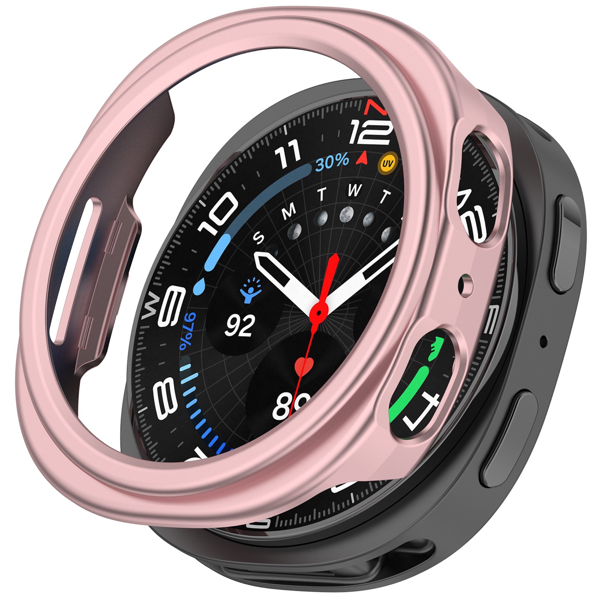 Wigento Smartwatch-Hülle Bumper Kunststoff halbseitig für Samsung Galaxy Watch 9 8 44mm Rosa, Halbseitiger Kunststoff-Schutz, leicht und langlebig