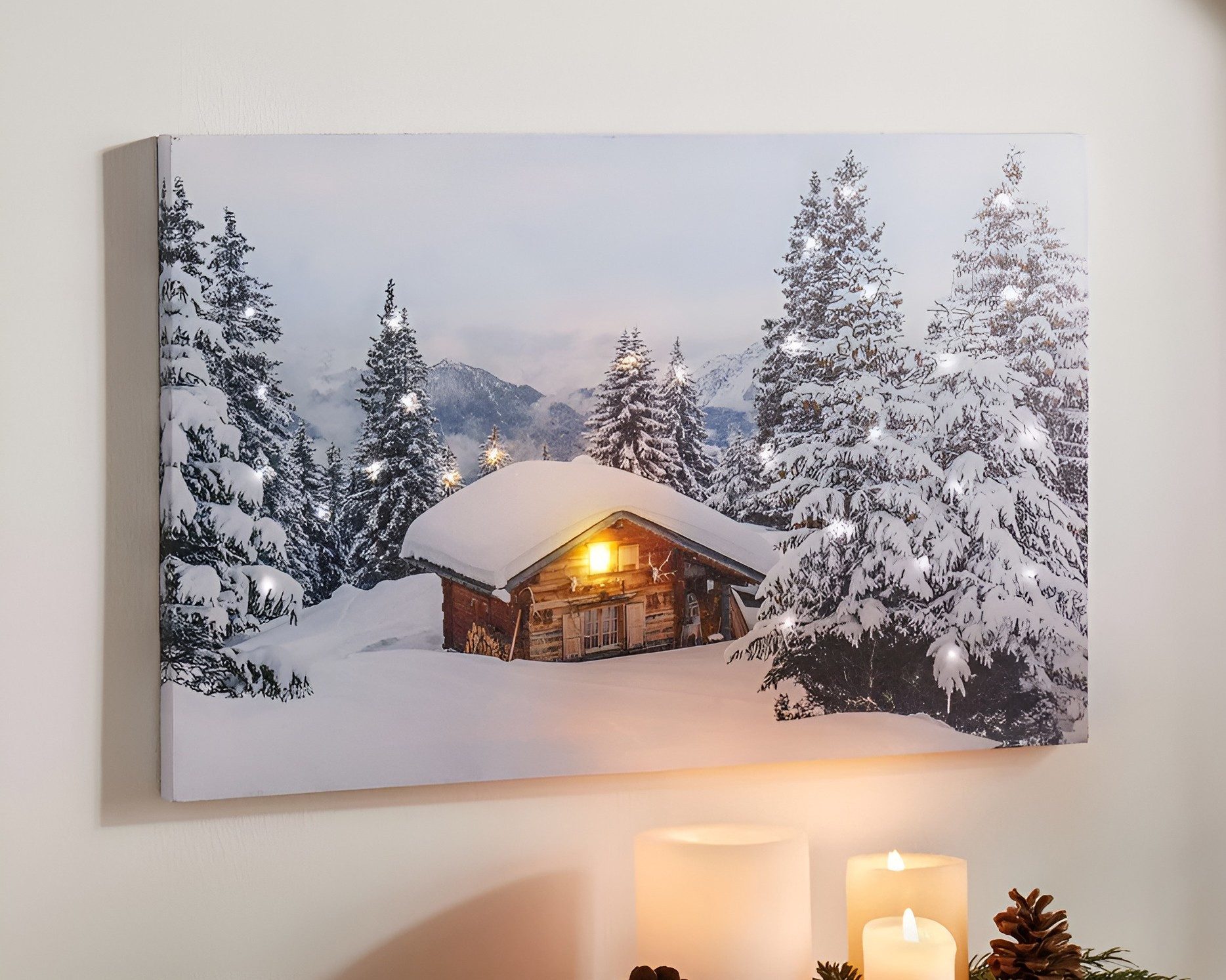 Dekoleidenschaft LED-Bild "Wintertraum" Leinwandbild 58x36 cm, Wandbild bel günstig online kaufen