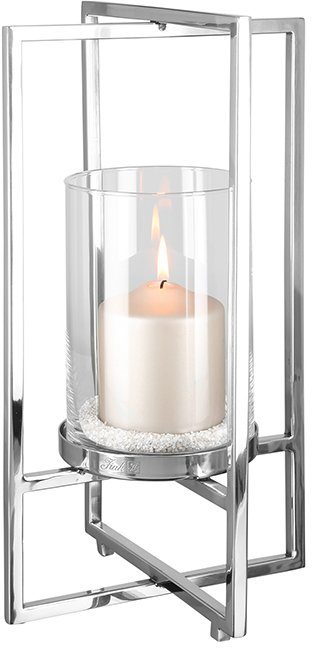 St), (1 aus Fink Weihnachtsdeko 1-flammig Edelstahl NORMAN, Windlicht Glas, und