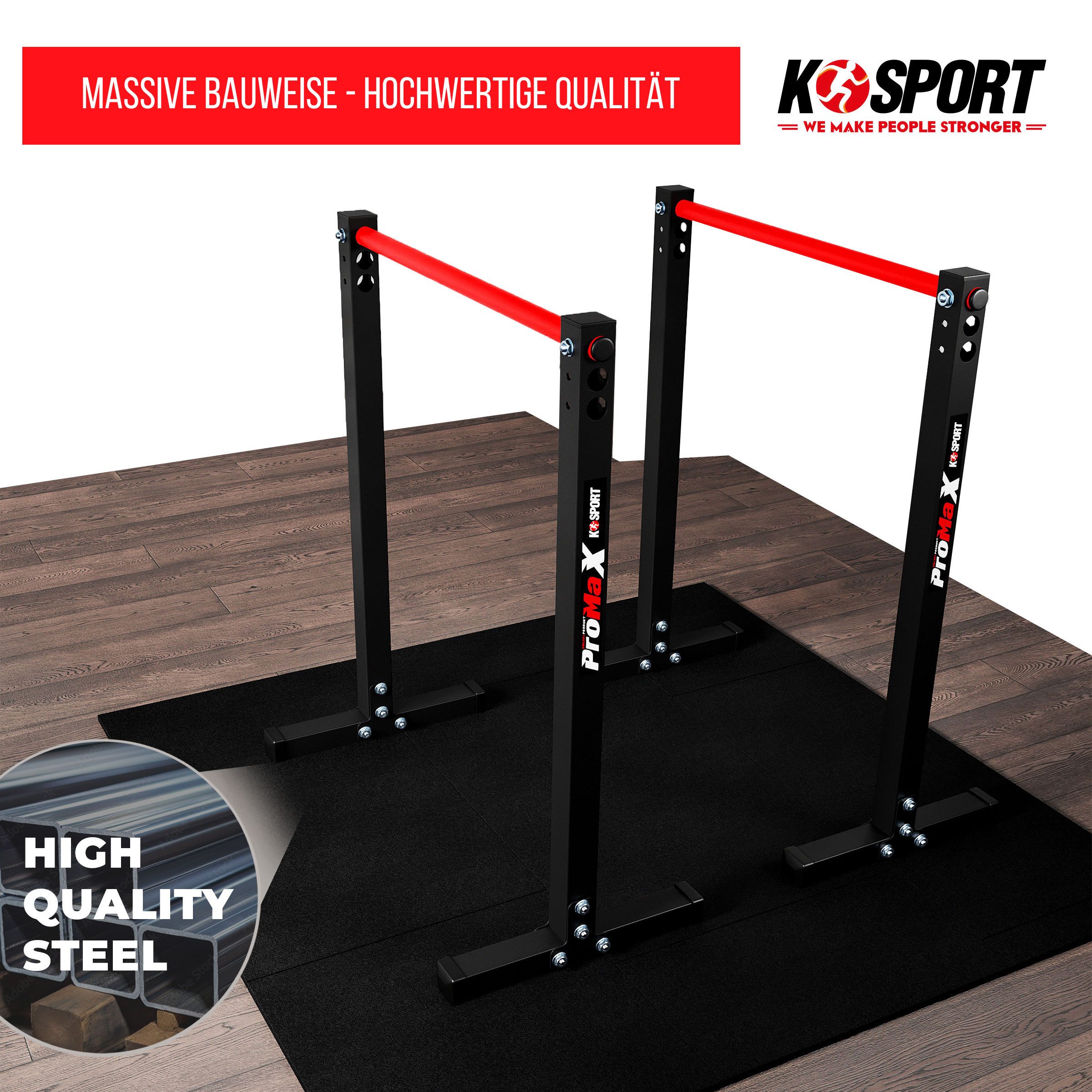 K-SPORT Kraftstation Dip Barren I Dip Sation I Dip- Stange bis 170kg, Made in EU
