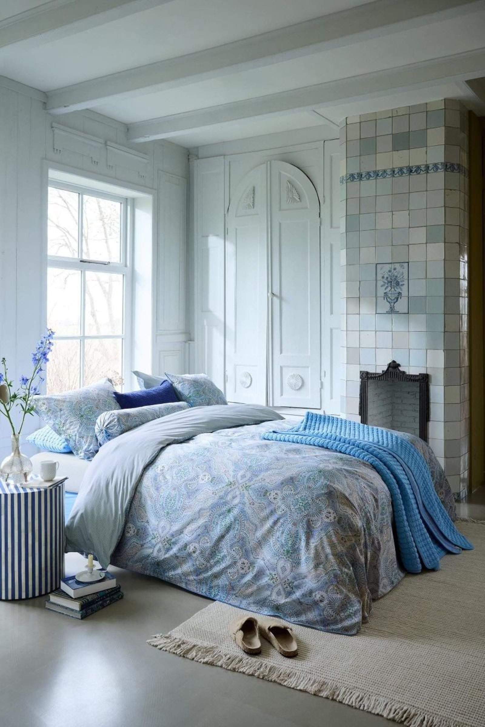 PiP Studio Bettwäsche PIP Studio Perkal Bettwäsche 135x200 Moon Flower Light Blue Ornamente, Perkal, 2 teilig, fein gewebter 100% Baumwollperkal