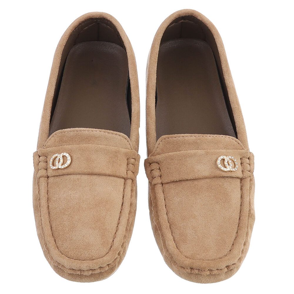 Ital-Design Modischer Mokassin für Damen mit eleganten Details Slipper (91554412) Flach Mokassins in Hellbraun – Bild 4 von 5