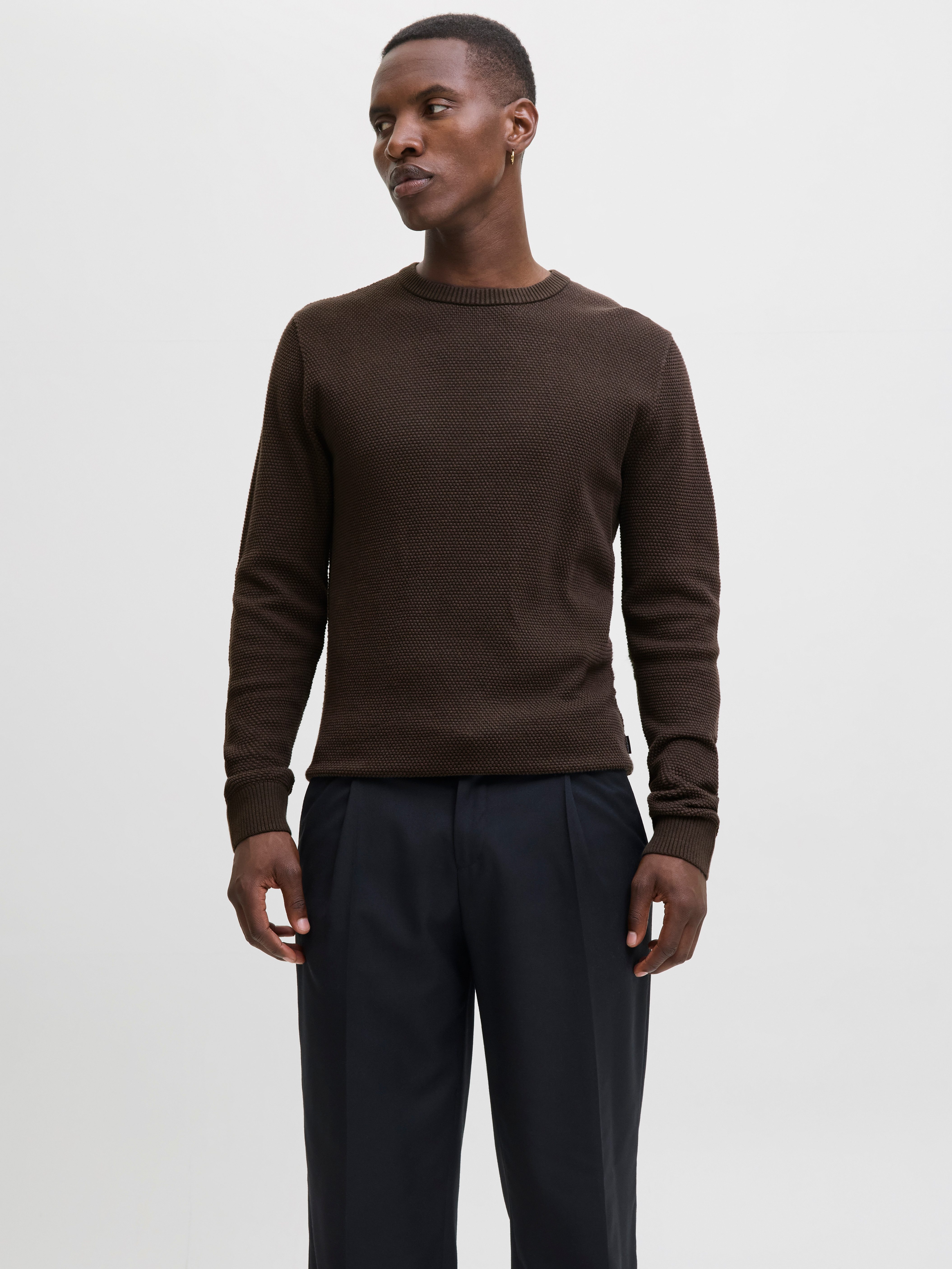 Jack & Jones Rundhalspullover JJEGLOBE KNIT CREW NECK NOOS in Strick Optik günstig online kaufen