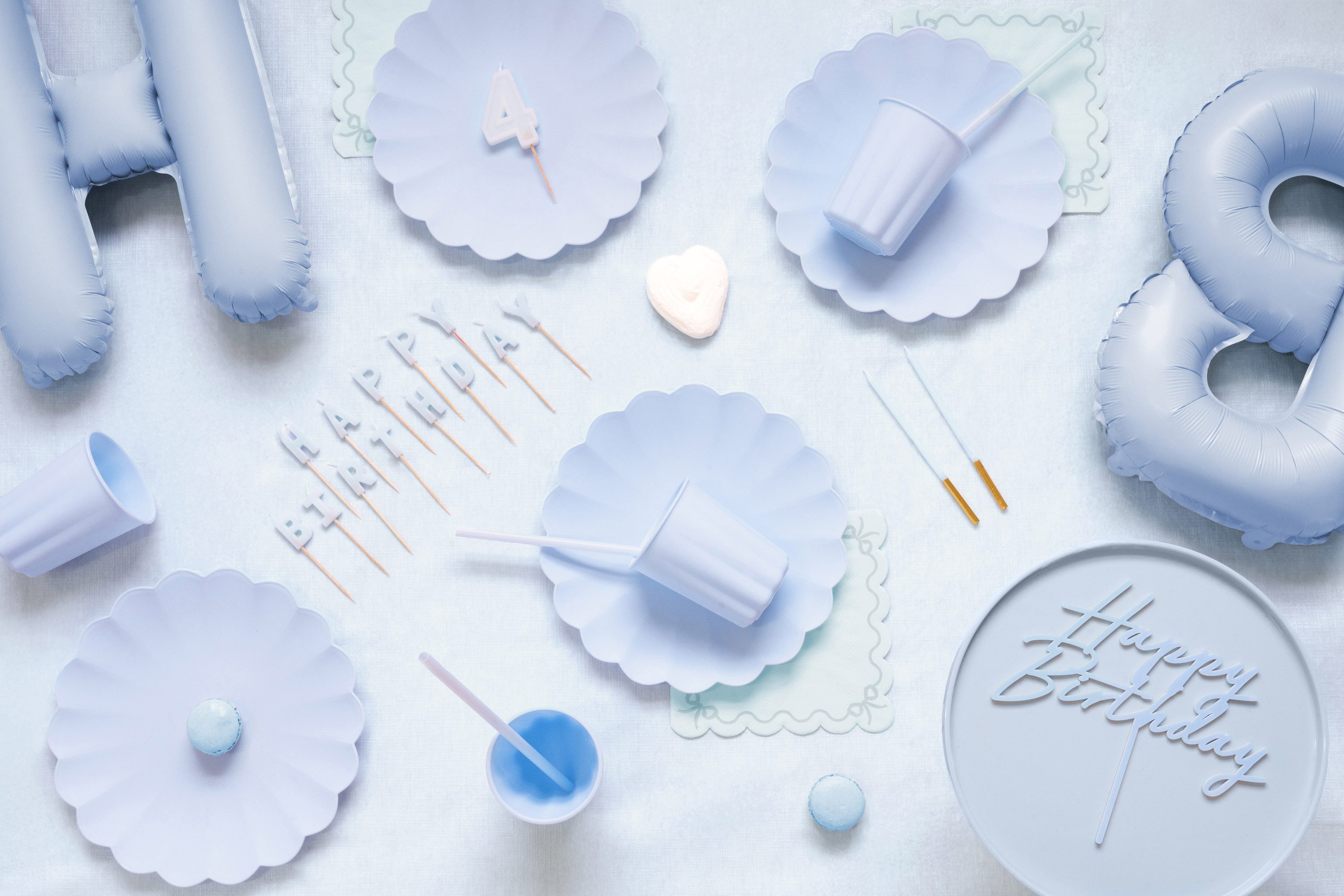 partydeco Tortenstecker, Cake Topper Happy Birthday 18x16cm Hellblau