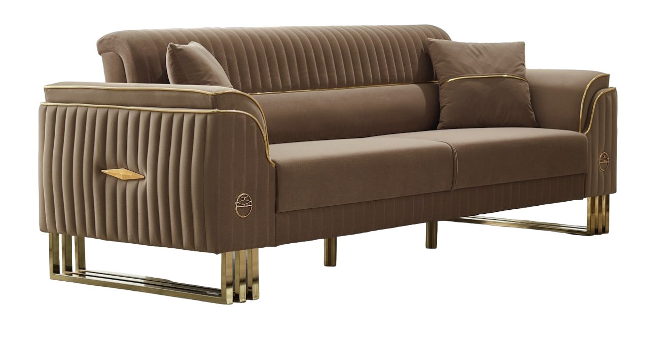 Villa Möbel Sofa New Flavia, 2-Sitzer 1 Teile, Hand Made Quality, pflegeleichter Mikrofasersamtstoff