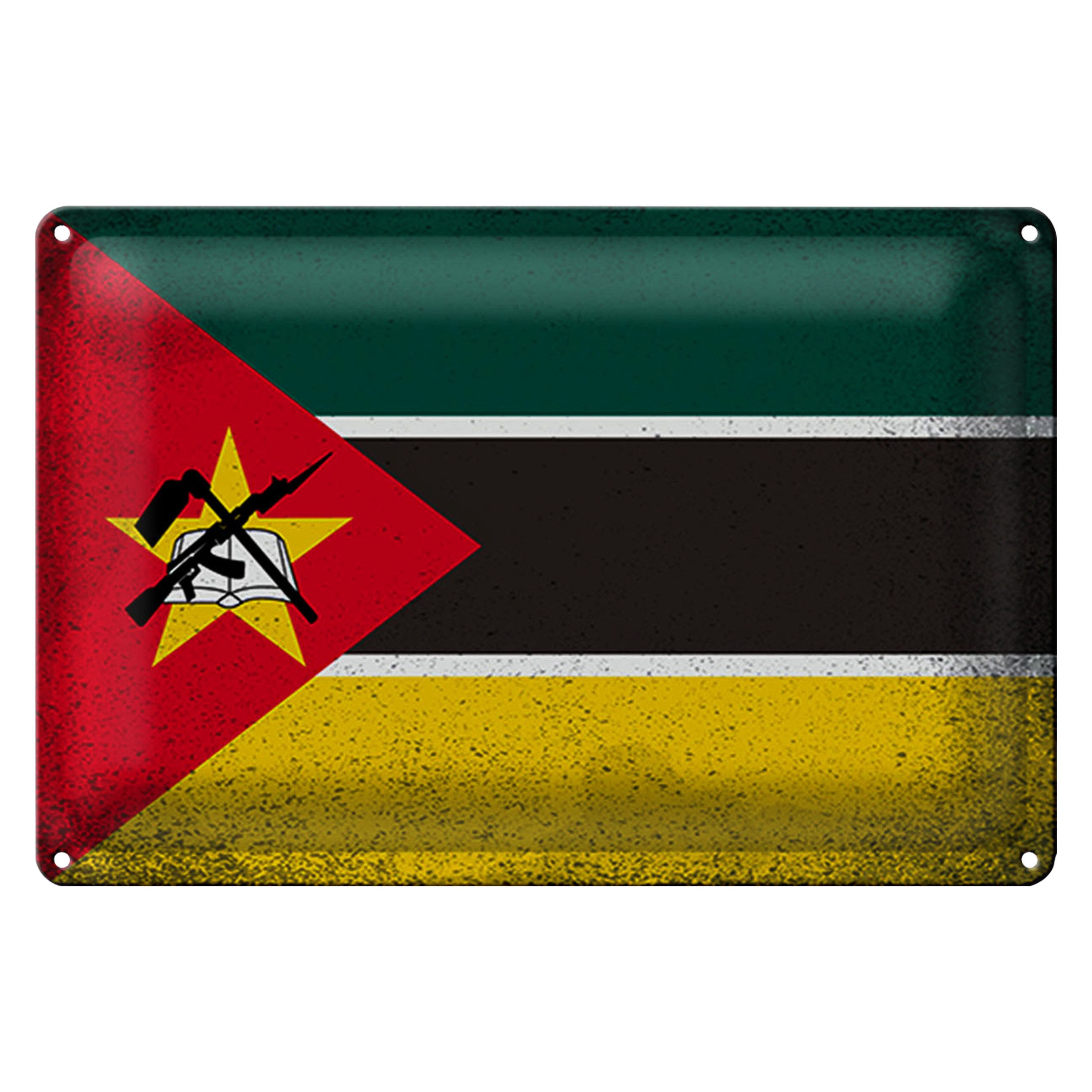 Metallschild Flagge Mosambik 18x12cm Flag Mozambique Vintage