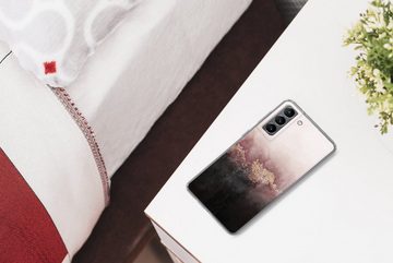 MuchoWow Handyhülle Glitter - Gold - Abstrakt, Phone Case, Handyhülle Samsung Galaxy S21, Silikon, Schutzhülle