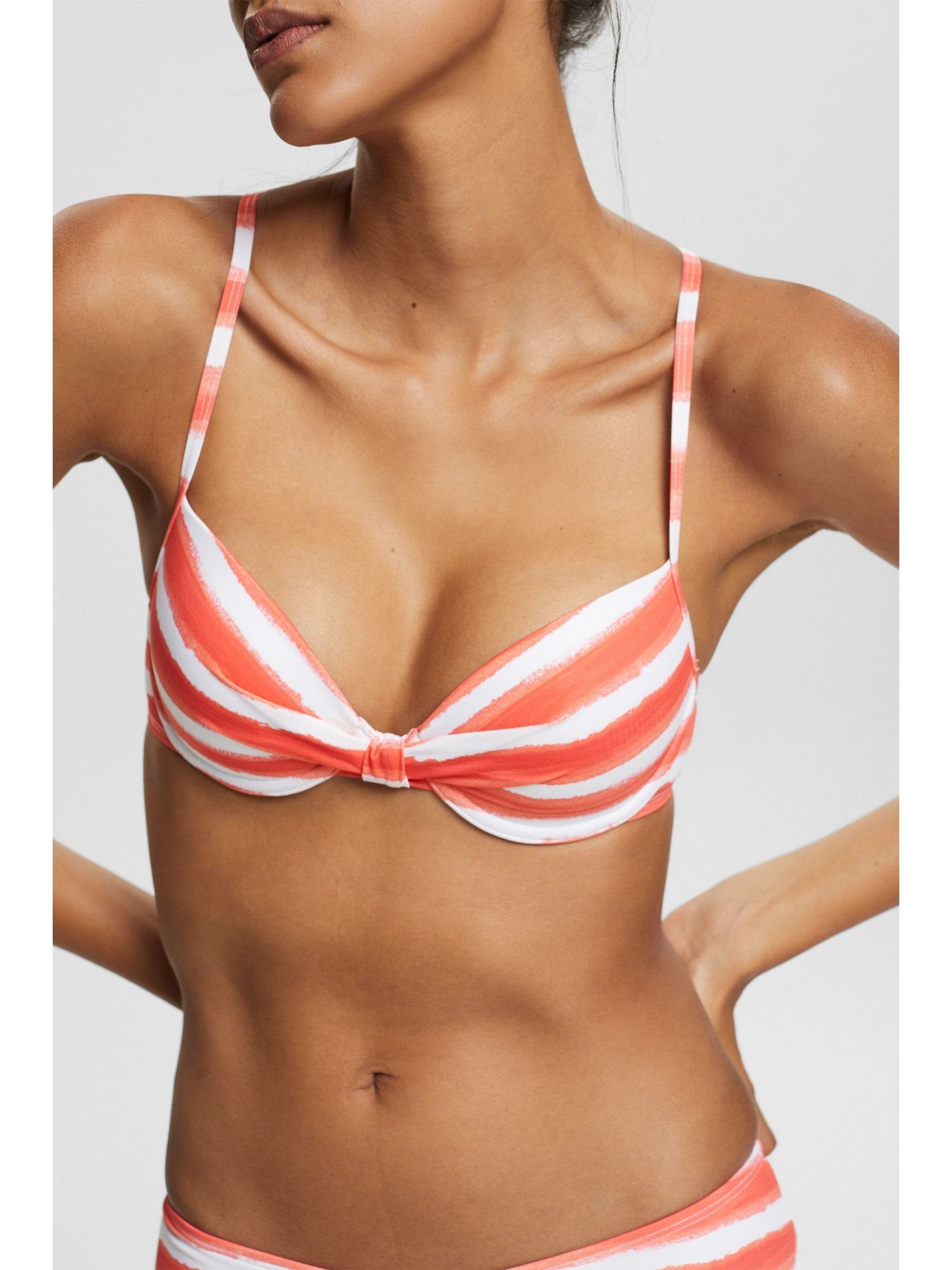 Wäsche/Bademode Bikinis Esprit Bügel-Bikini-Top Wattiertes Bikini-Top mit Streifenmuster