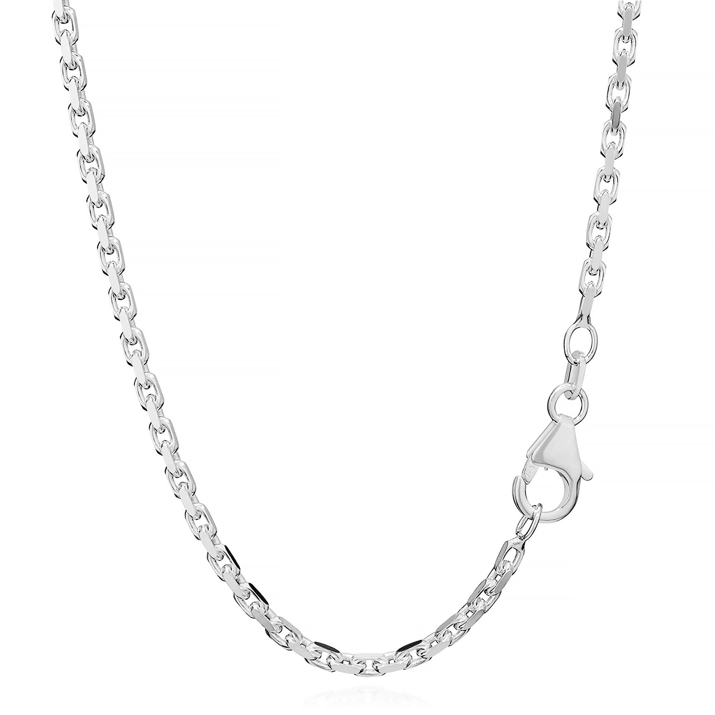 NKlaus Silberkette 42cm Massive Ankerkette 925er Sterlingsilber Kette, Diamantiert | Silberketten