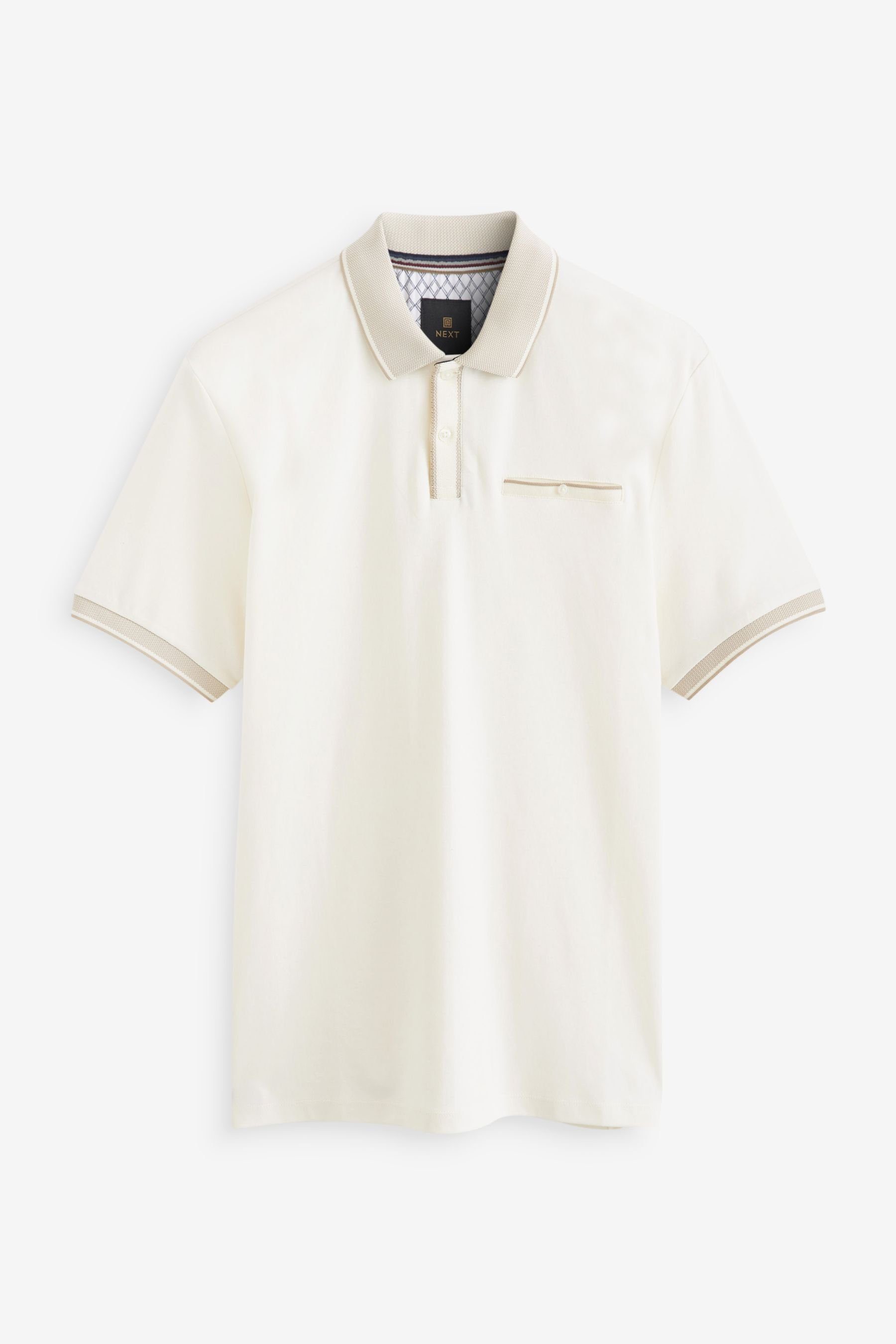 elegantem Ecru mit Polohemd Next Poloshirt (1-tlg) Kragen White