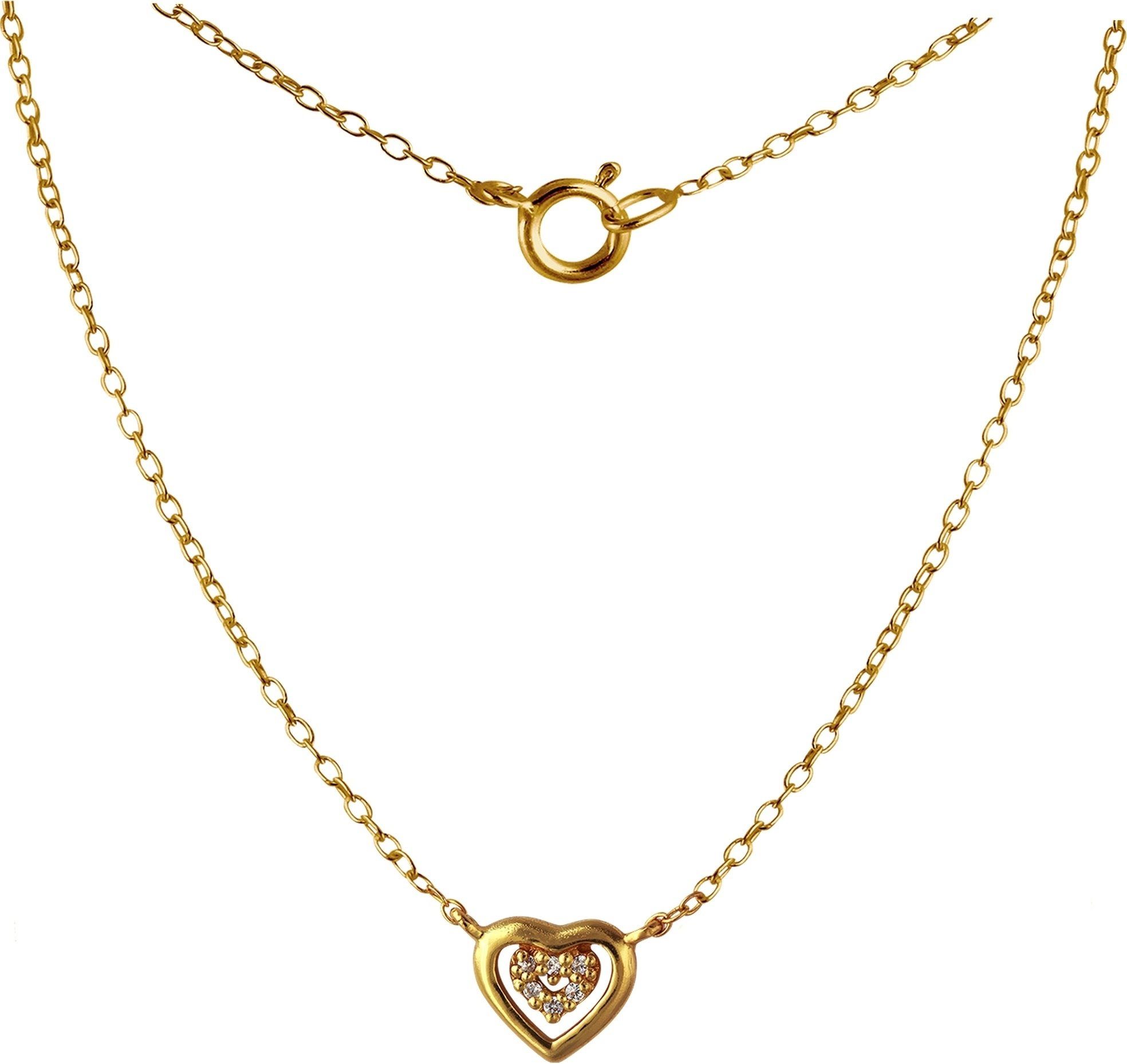 SilberDream Silberkette SilberDream Herz Halskette Silber rose (Halskette), Halskette (Herz) ca. 45cm, 925 Sterling Silber, vergoldet (Gelbgold 33