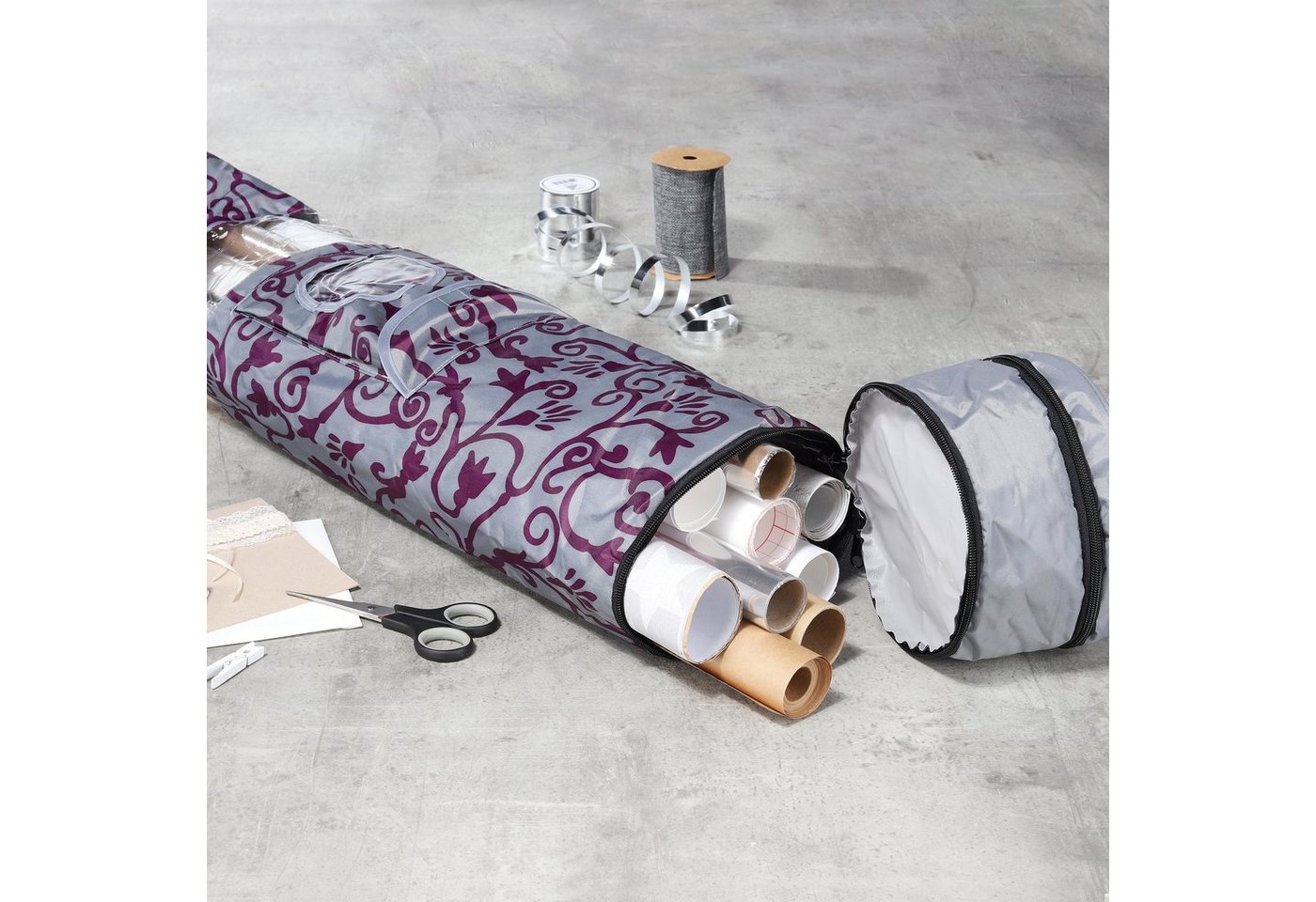 Thumbnail - Haushalt International Geschenkpapier Geschenkpapierorganizer Aufbewahrung Verpackungsmaterialbehälter, mit Reißverschlu...