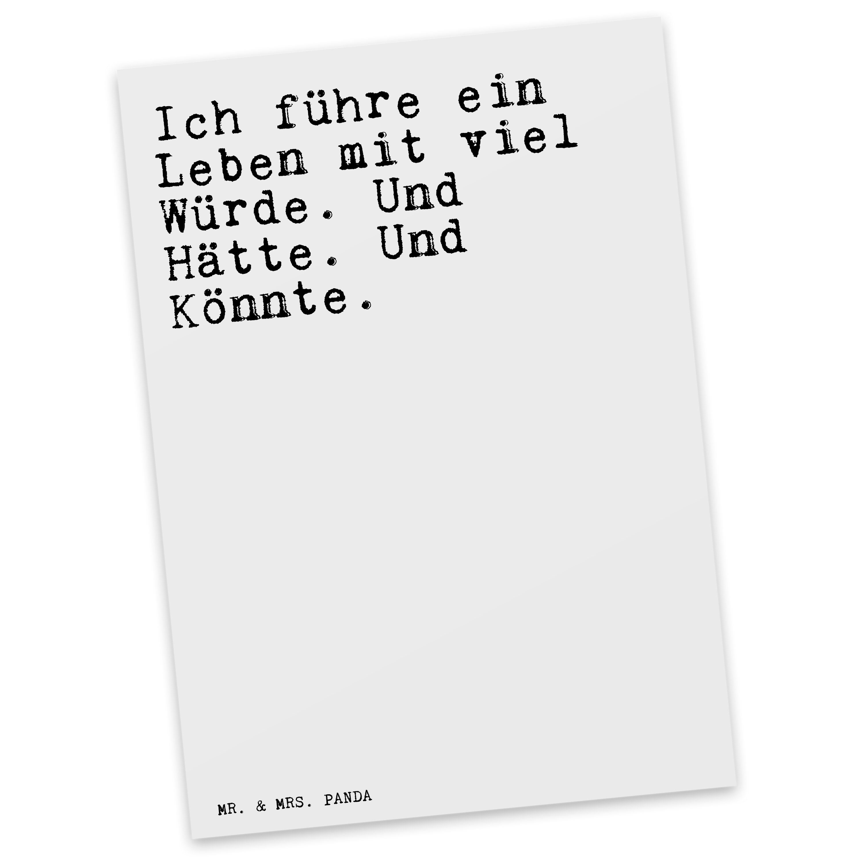 Mr. & Mrs. Panda Postkarte »Ich führe ein Leben... Weiß Geschenk
