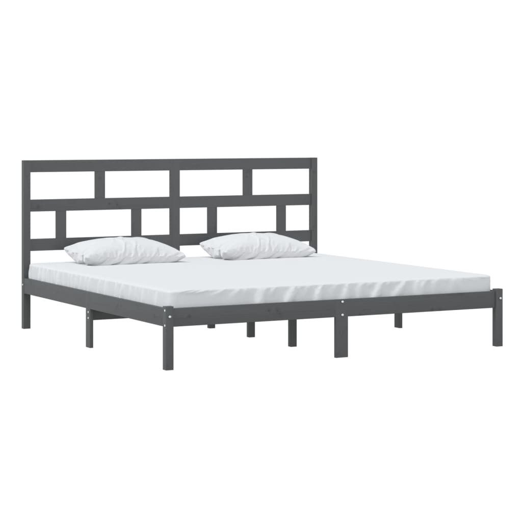Vidaxl Massivholzbett Grau Kiefer 200x200 Cm günstig online kaufen