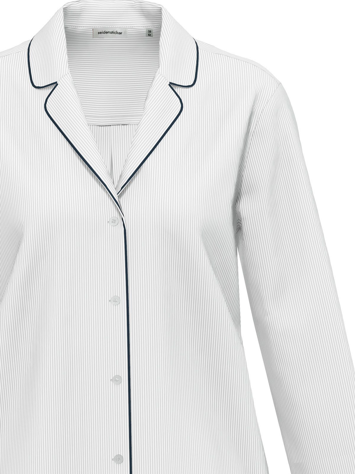 Seidensticker schwarze Rose Nachthemd Damen Nachthemd lang (Stück, 1-tlg) Wärmend, durchgängige Knopfleiste, comfort fit, Uni, 100% Baumwolle
