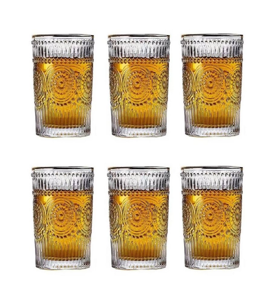 Cheffinger Gläser-Set 6 Tlg. Vintage Trinkgläser Set Cognac Whiskey Cocktailgläser 400 ml, 6-tlg.