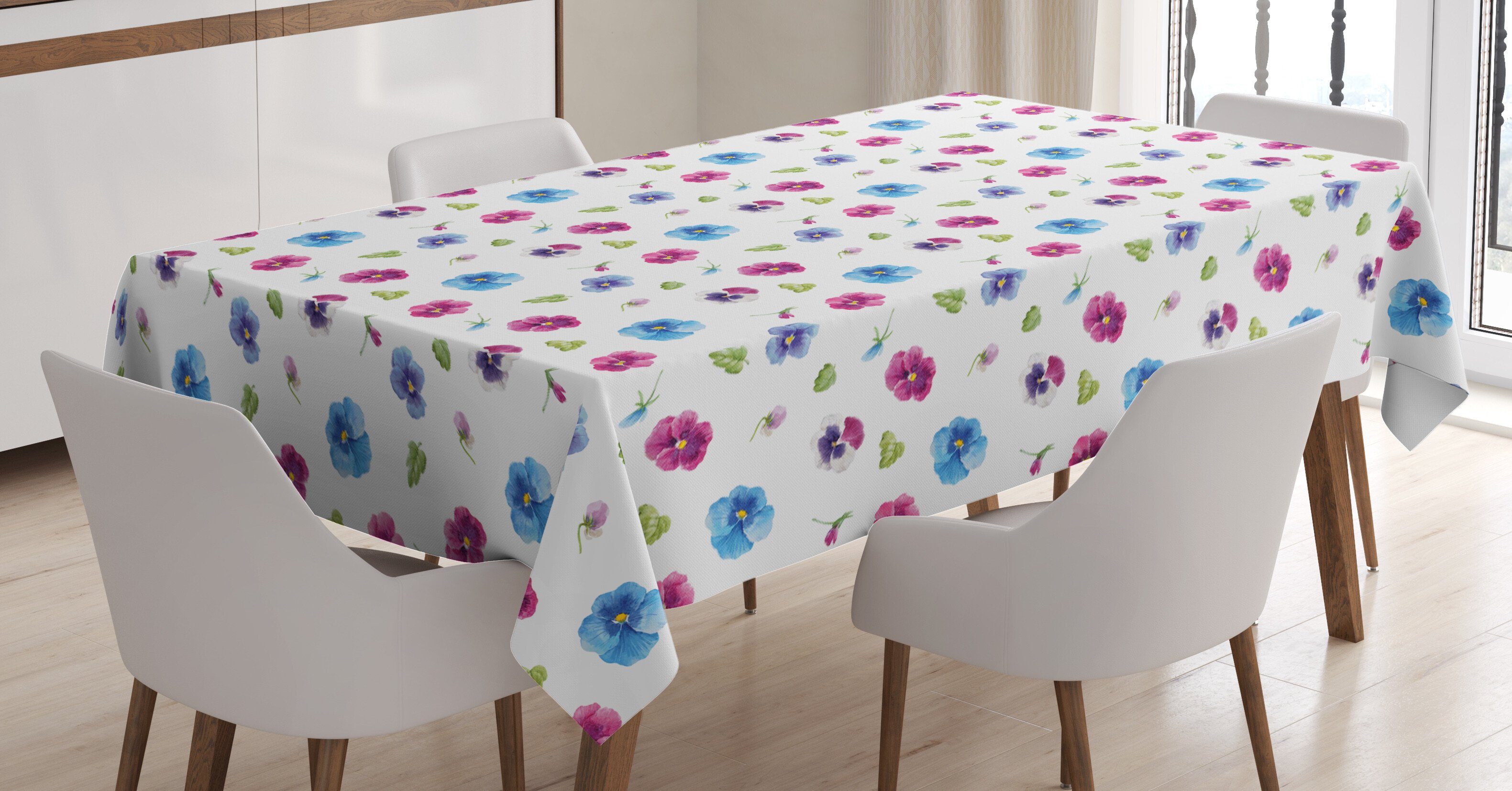 Klare Abakuhaus den Tischdecke und Bereich Blütenblätter Farben, Sprossen Außen Farbfest geeignet Blume Stiefmütterchen Waschbar Für