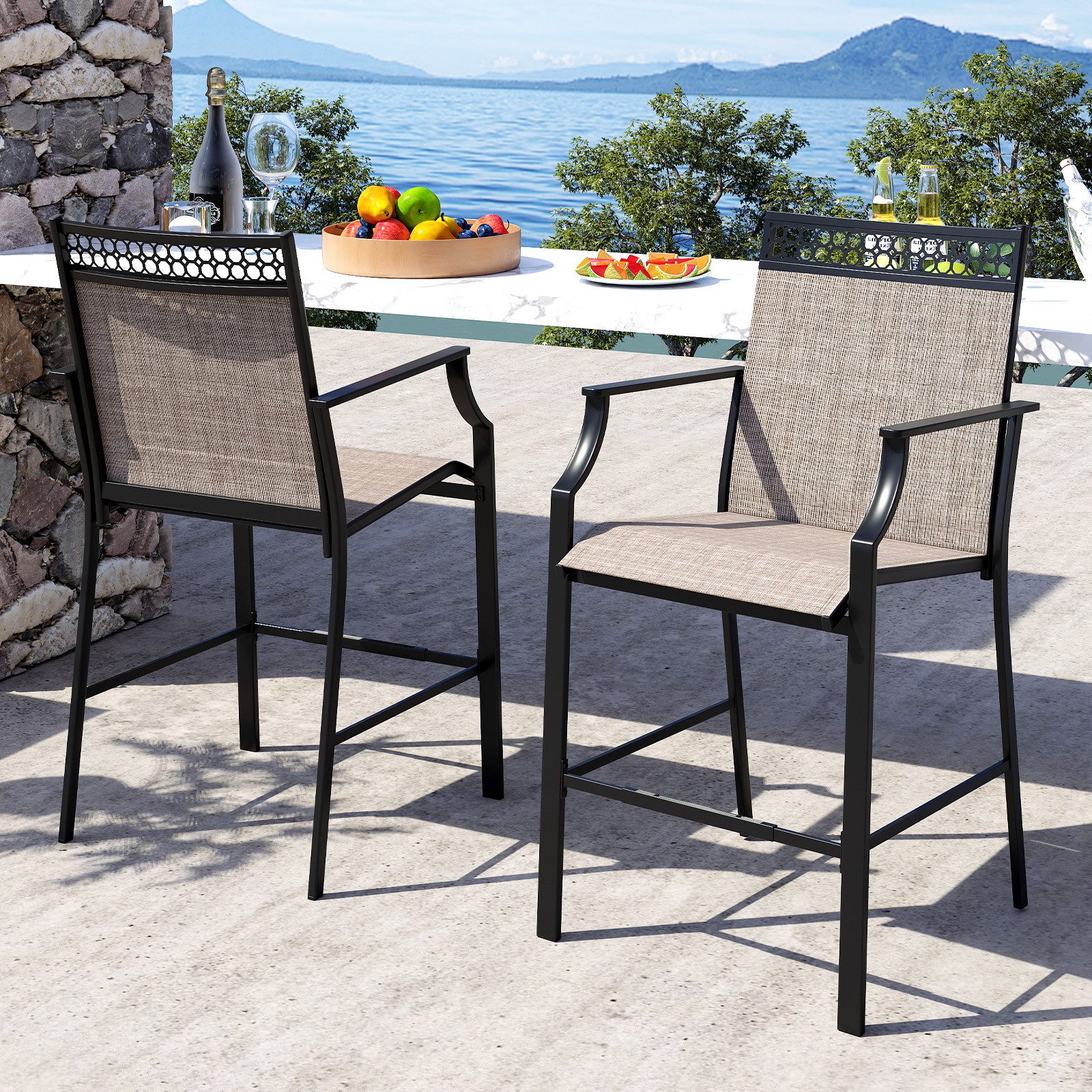 KOMFOTTEU Gartenstuhl (2 St), Barstuhl mit günstig online kaufen