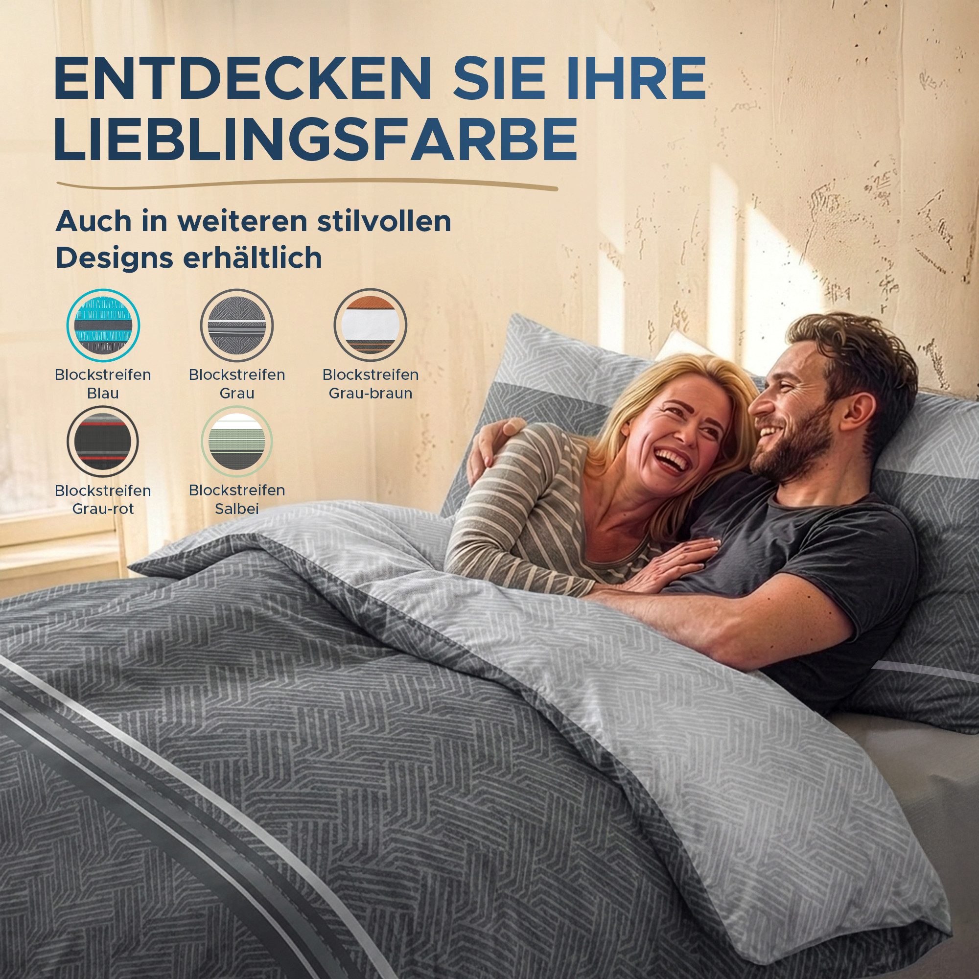 Malika Bettwäsche 135x200 + 80x80 cm atmungsaktiver Baummwoll Renforce Bettbezug, Renforce Baumwolle, 2 teilig, Für Allergiker geeignet, pflegeleicht, angenehm weicher Stoff