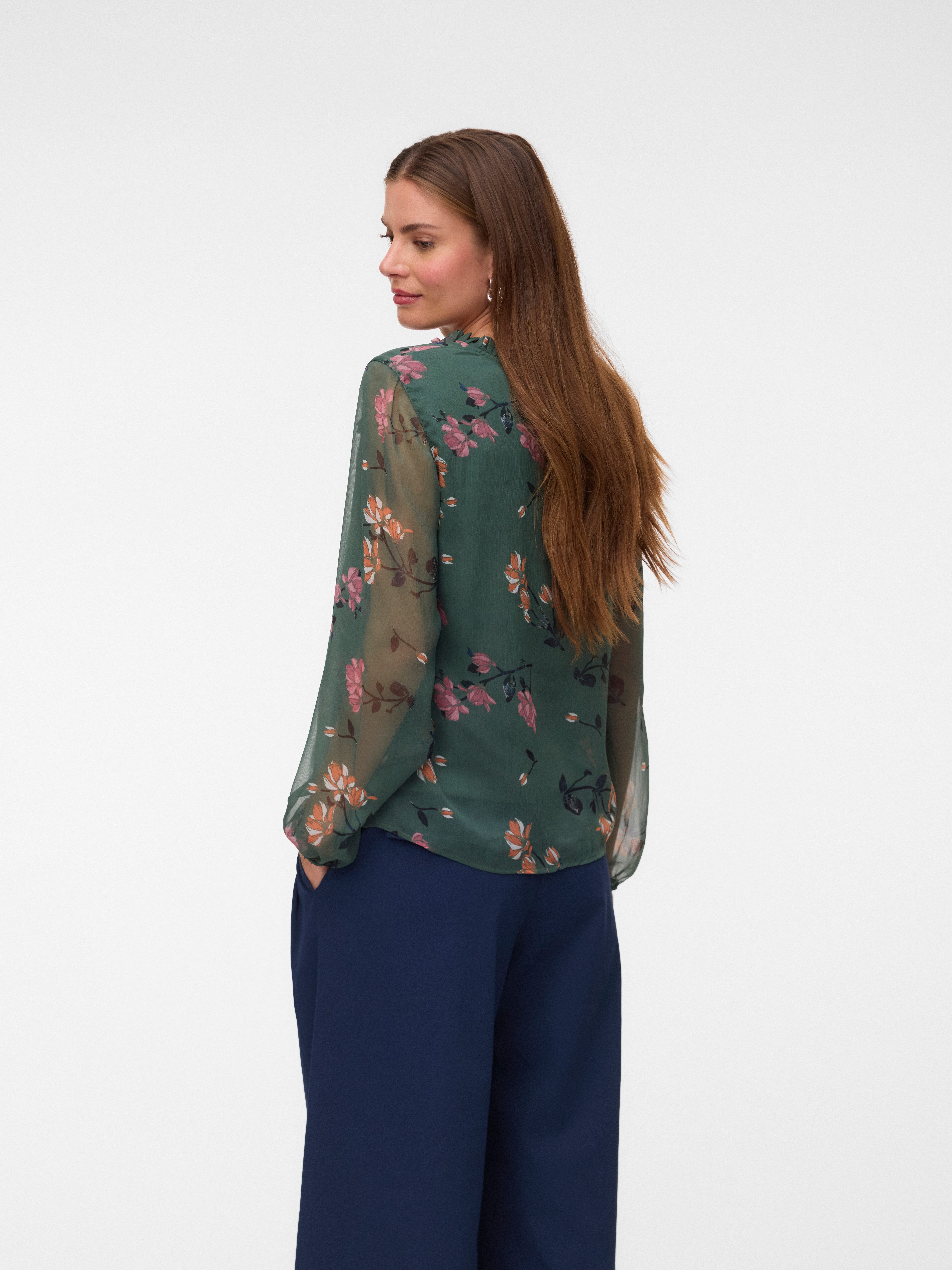 Vero Moda Chiffonbluse VMMILLA LS TOP WVN GA NOOS Kunstfaser, regular fit