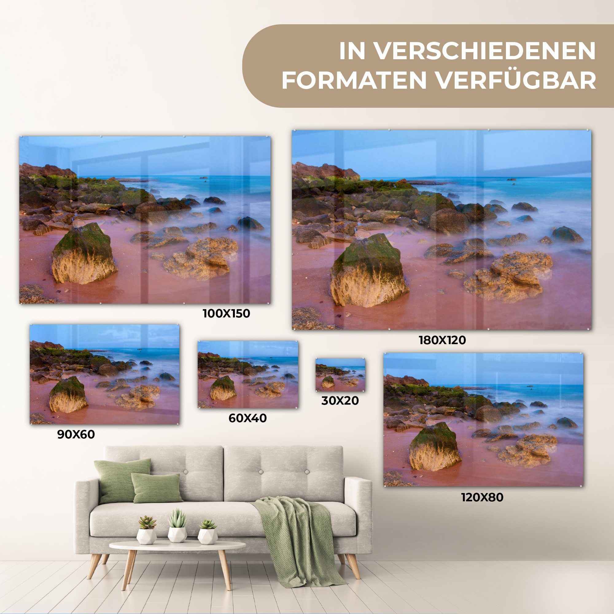 Strand Schlafzimmer Acrylglasbild von Falesia, MuchoWow & am Wohnzimmer Acrylglasbilder (1 Sonnenuntergang St),