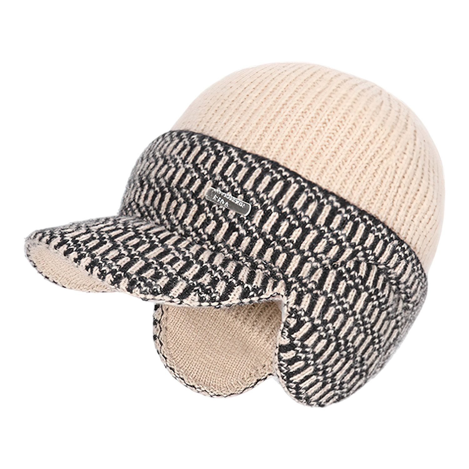 Refttenw Strickmütze Winter-Ohrenschutzmütze,Plüsch,Warme Mütze,mit Ohrenklappen