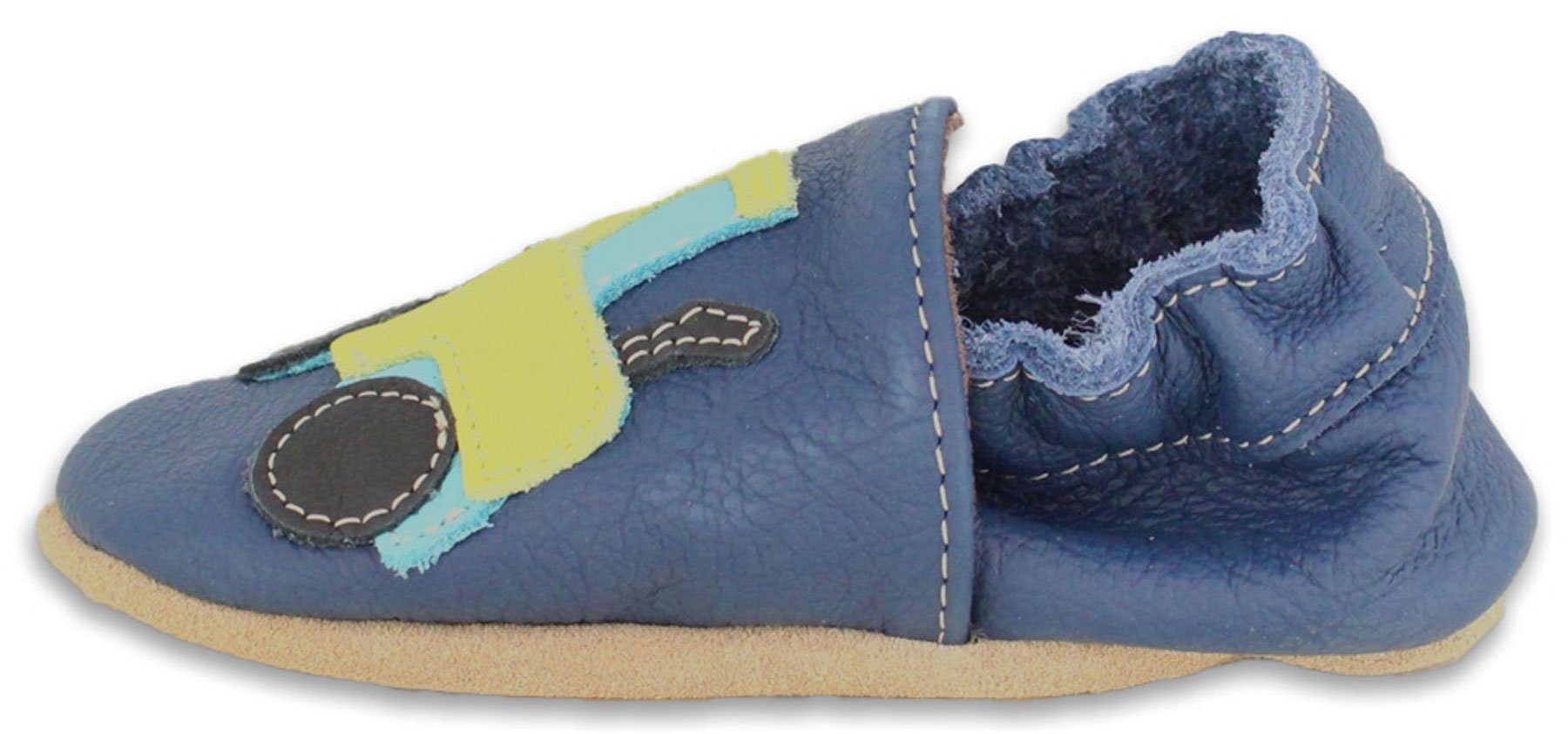 Beck Krabbelschuh Trecker Krabbelschuh (weiche, leichte, flexible Schuhe, für die allerersten Schritte) seitliche Gummizüge, weiches chromfrei gegerbtes Leder