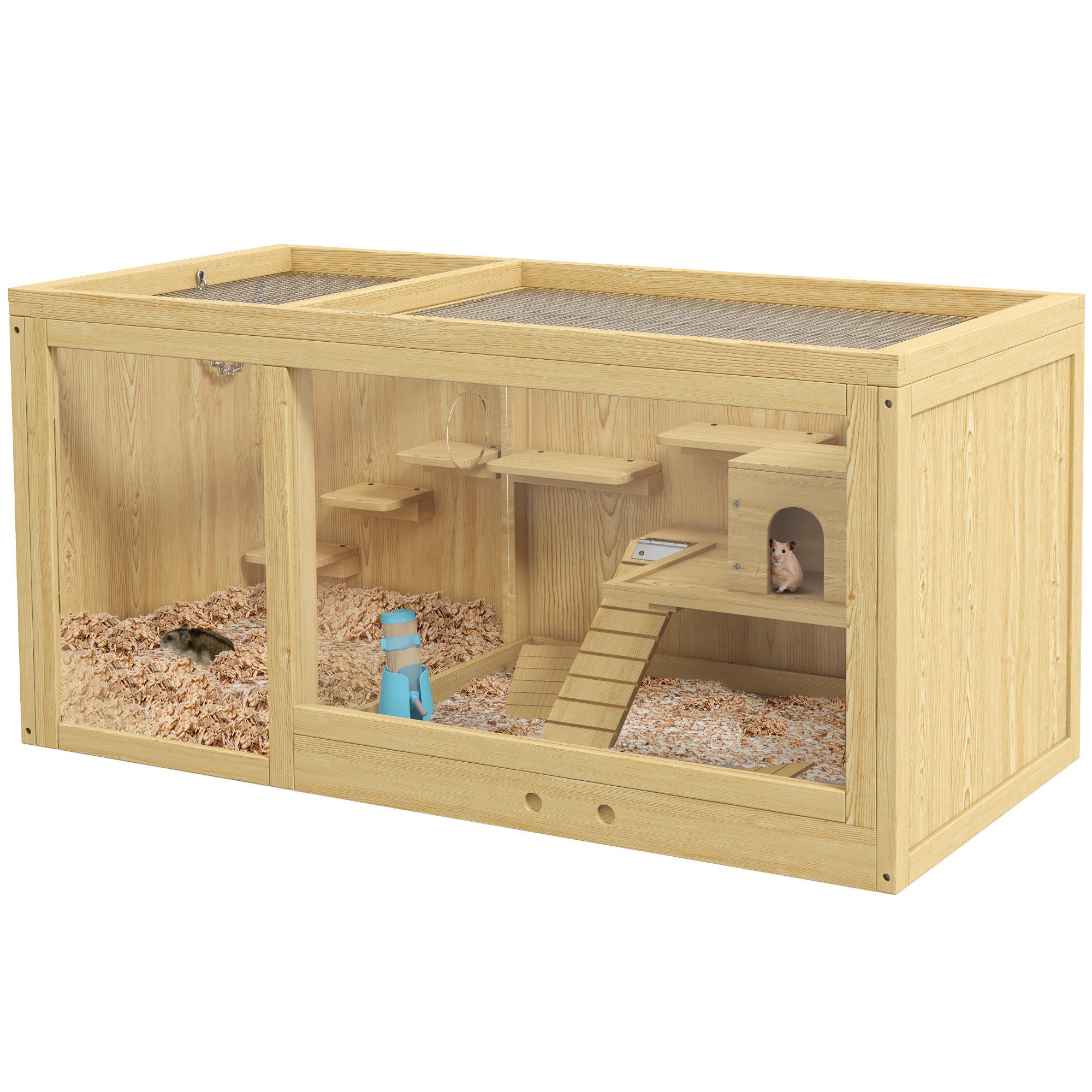Kleintierkäfig Hamsterkäfig aus Holz, 100 cm Kleintierstall