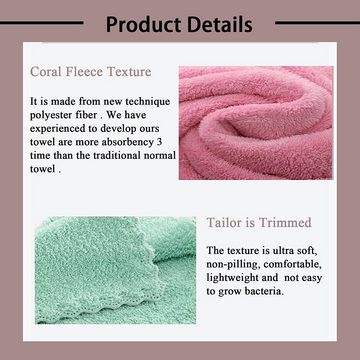 Jioson Badetücher Badetücher Set 4 Stück Duschtuch Handtuch Set, (grün + rosa 4 Stück), aus weicher Korallenwolle, sehr saugfähig