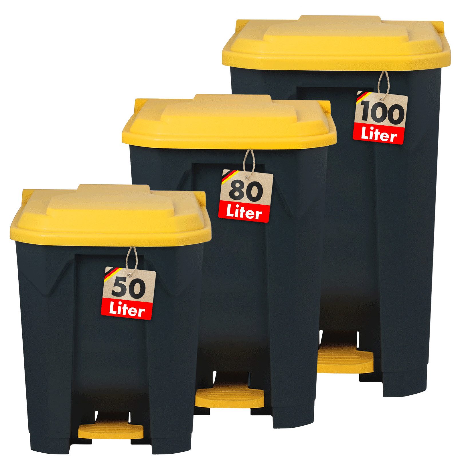 Floordirekt Mülleimer Olaf, Robuster Step-On Abfalleimer, Verschiedene Farben & Größen