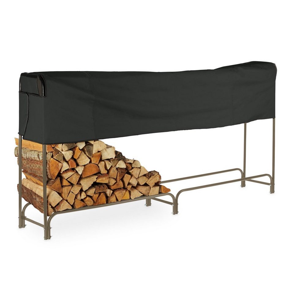 relaxdays Kaminholzregal Kaminholzregal mit Abdeckung, BxTxH:250x30x122 cm