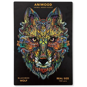 ANIWOOD Konturenpuzzle ANIWOOD,Wolf,Holz,mehrfarbig, 150 Puzzleteile, Größe M (20,0 x 26,9 x 0,5 cm)