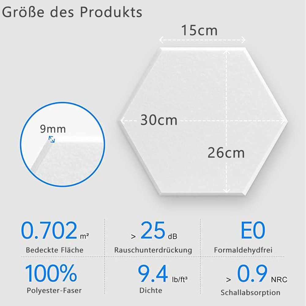 NUODWELL Akustikplatte 12 Stück Hexagon Akustikplatten günstig online kaufen
