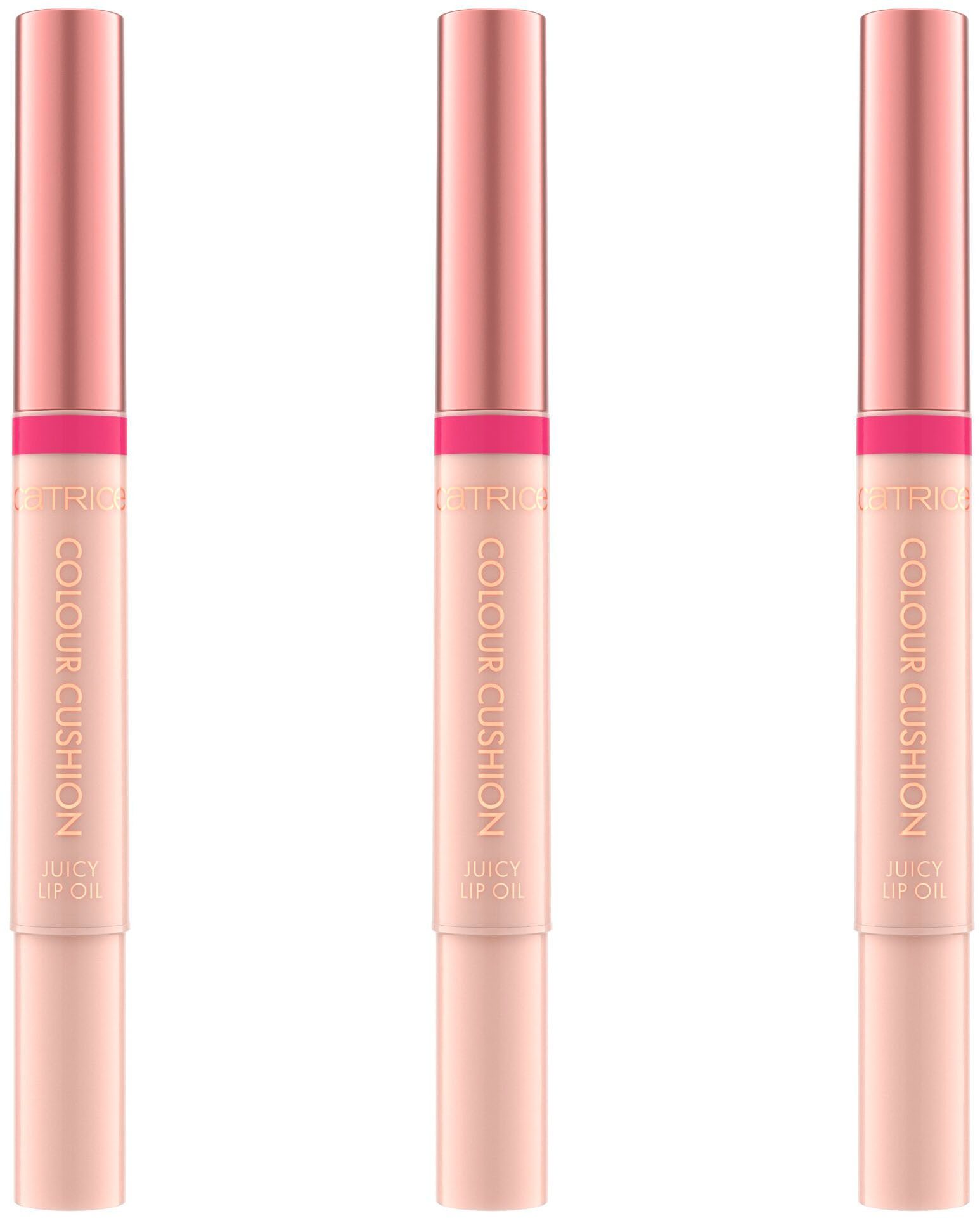 Catrice Lipgloss Colour Cushion Juicy Lip Oil, 3-tlg., Ideal für einen frischen, dezenten Glamour-Look im Alltag