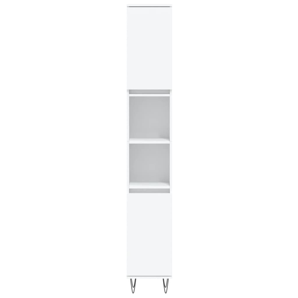 Badschrank 30x30x190 (1-St) Badezimmerspiegelschrank vidaXL cm Weiß Holzwerkstoff