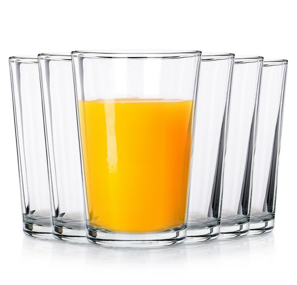 Vilde Gläser-Set Trinkgläser 200ml aus dickem Glas in klassischer Form, 6-tlg., Glas, spülmaschinengeeignet, für Säfte, 6 Stück