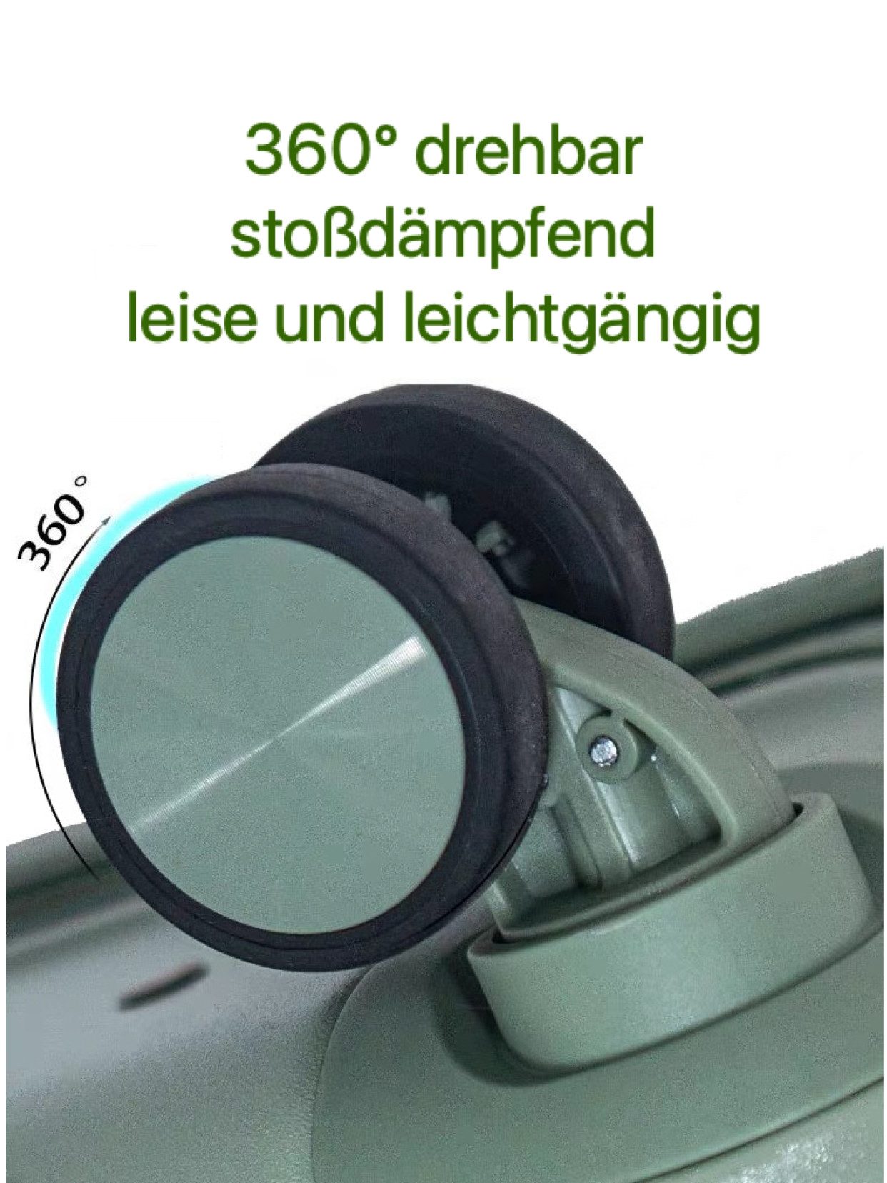 NEWCOM Hartschalen-Trolley Reisekoffer mit Nanotechnologie für antibakteriellen Schutz, 4 Rollen, Geräuschlose 360° Doppelrollen, 18 Zoll, ABS+PC, Grün