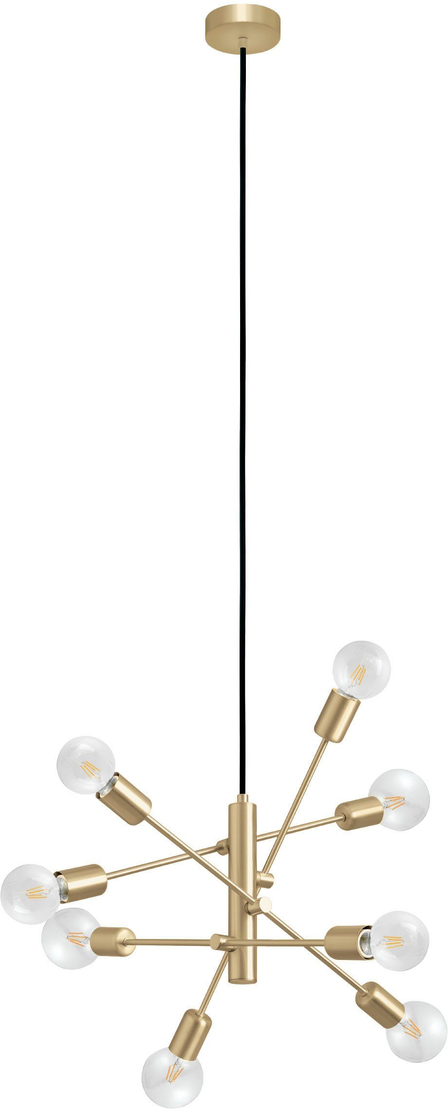 EGLO Hängeleuchte GRADOLI 1 Pendellampe, Stahl, IP20, E27, Hängelampe, Wohnzimmerlampe, ohne Leuchtmittel, Leuchtmittel wechselbar, Elegante Hängelampe für Esszimmer, Küche oder Wohnzimmer