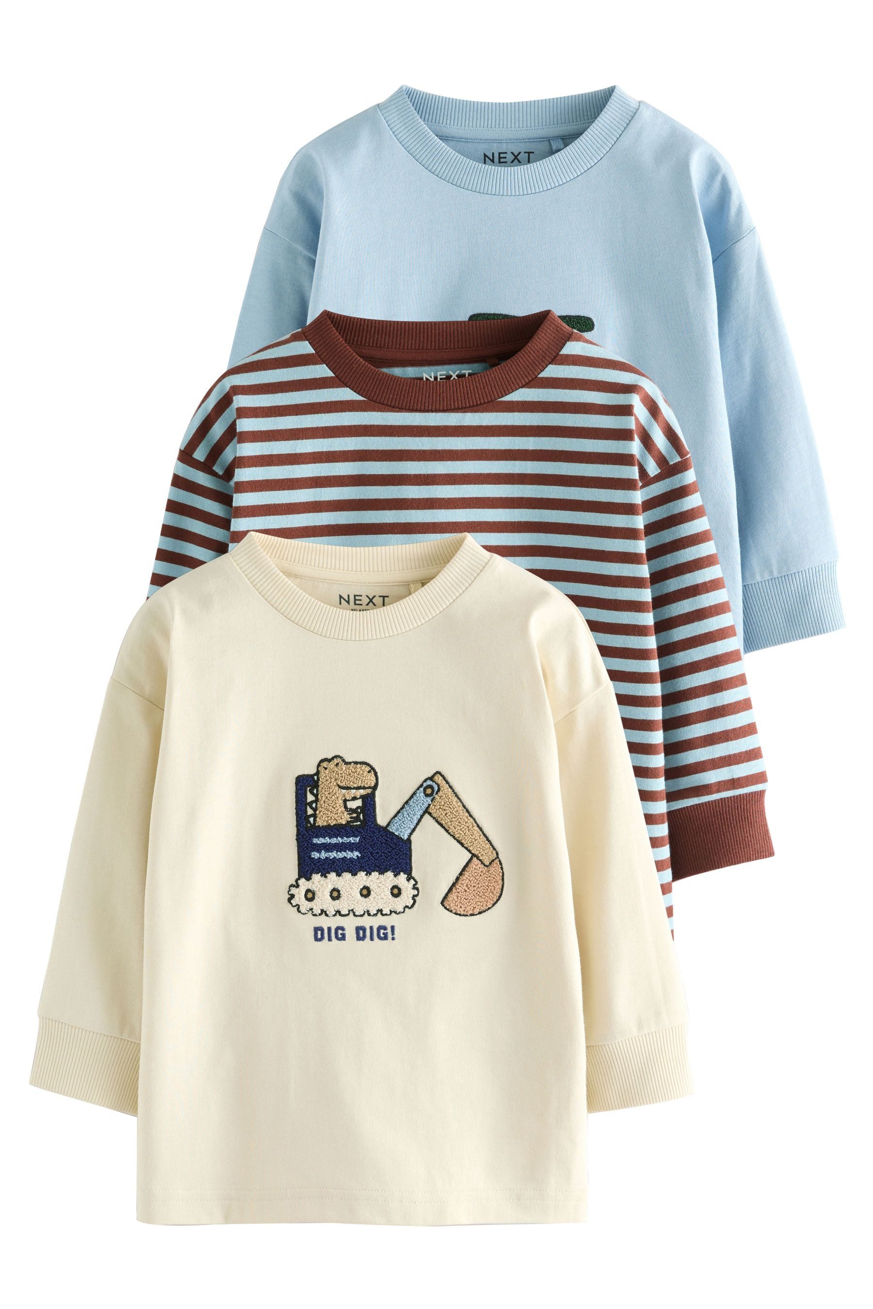 Next Langarmshirt 3er-Pack Langarmshirts mit Applikation günstig online kaufen