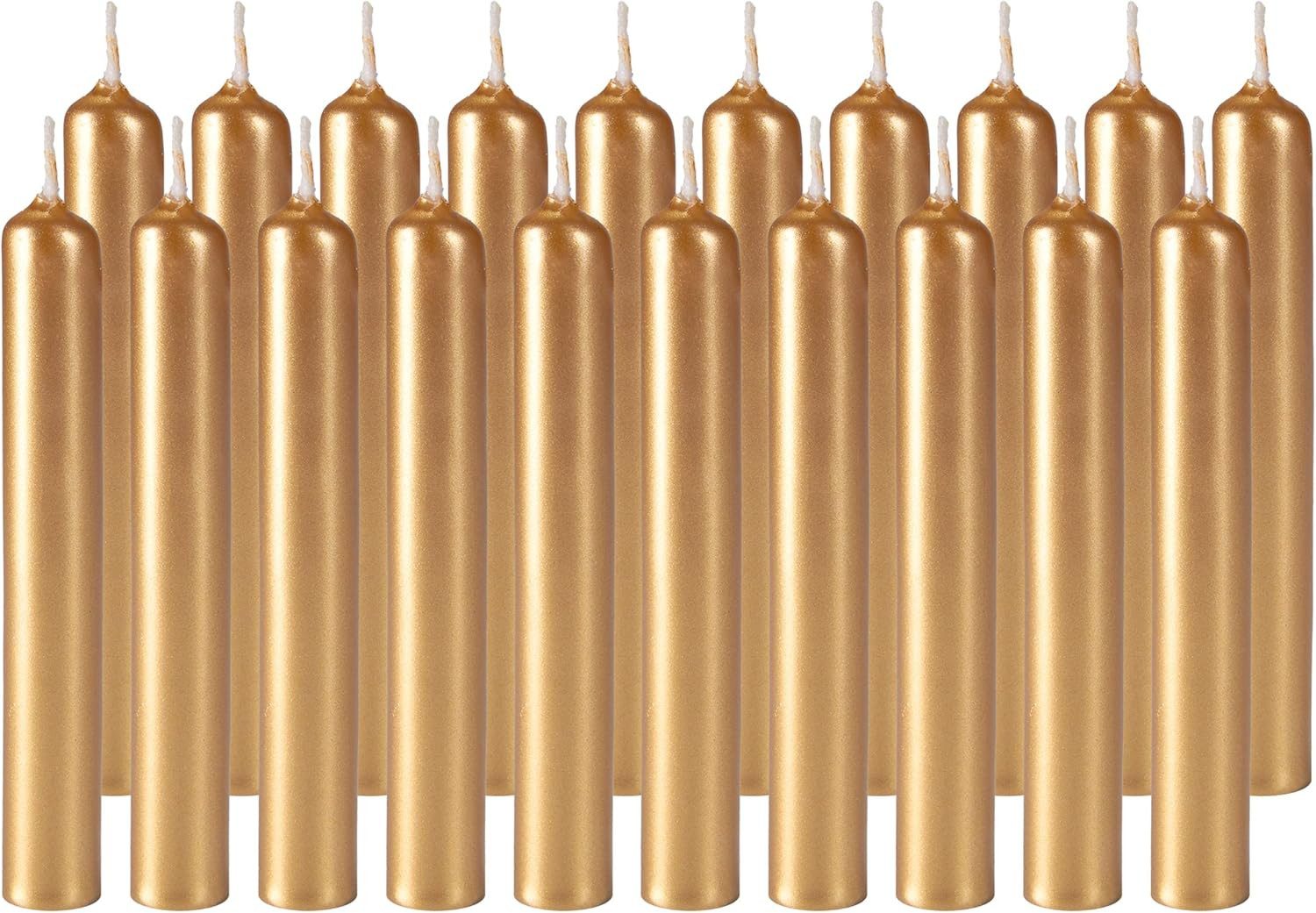 BRUBAKER Spitzkerze 20er Pack Geburtstagskerzen Blassgold 9,5 cm - Geburtstag Spitzkerzen (für Geburtstag, Magie, Rituale, 20-tlg., oder Partydekoration), Dekokerzen mit 1,25 cm Durchmesser - Stabkerzen Leuchterkerzen