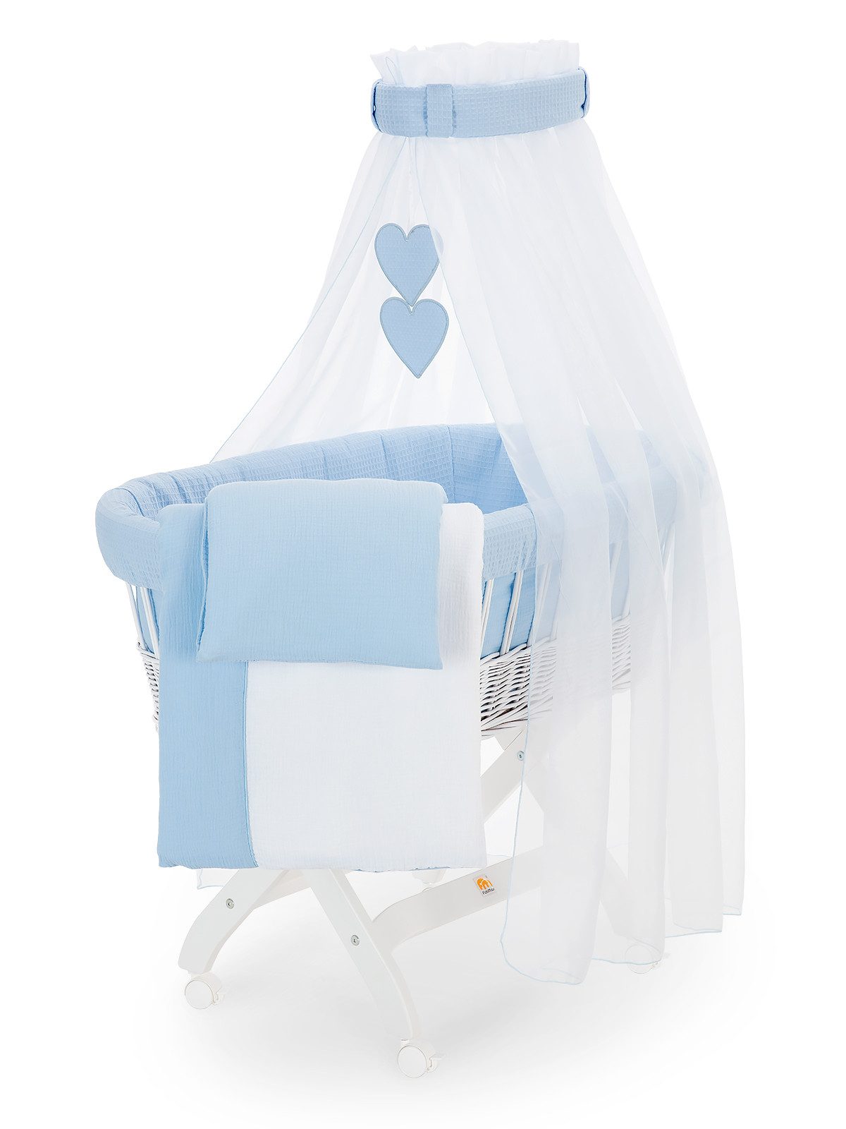 FabiMax Stubenwagen weiß lackiert, Komplettset, Komplettset, Musselin & Waf günstig online kaufen